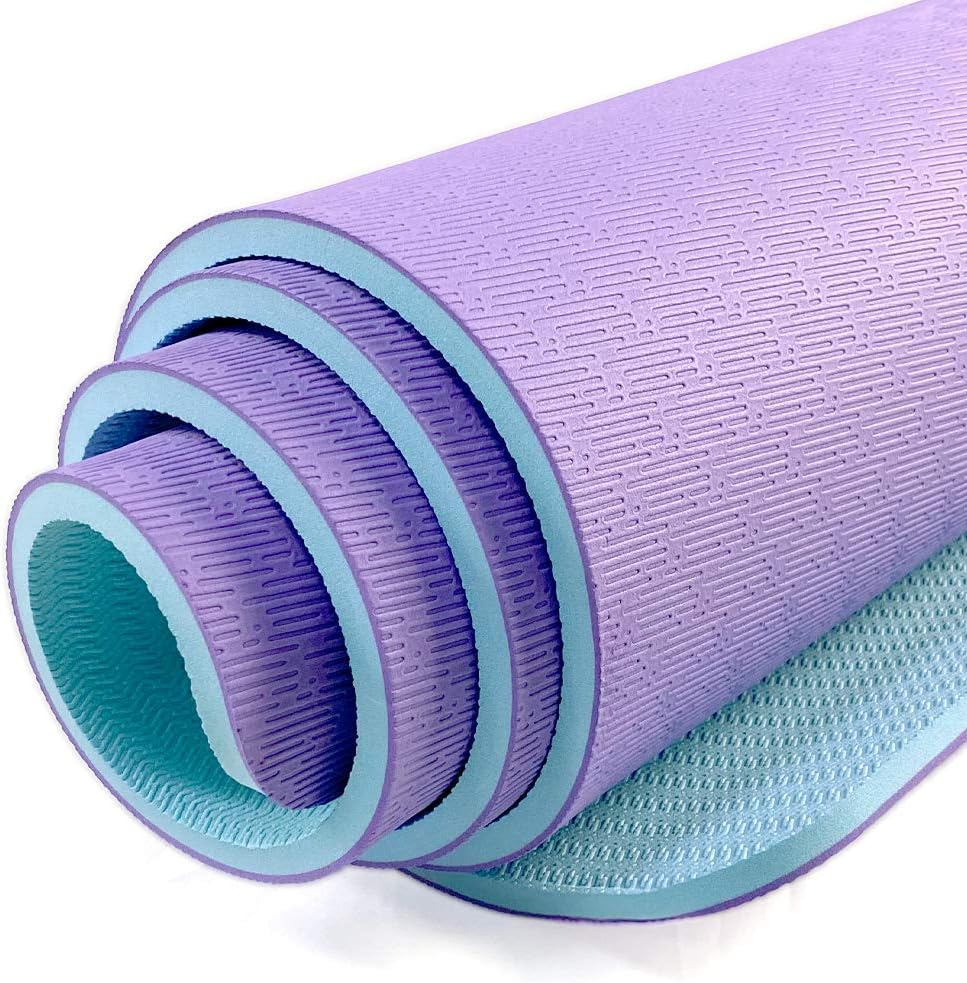 Hatha Yoga Extra Thick TPE Yoga Mat - 72"x 32" Thickness 1/2 Inch -Eco Friendly SGS Certified - With High Density Anti-Tear Exercise Bolster For Home Gym Travel & Floor Outside