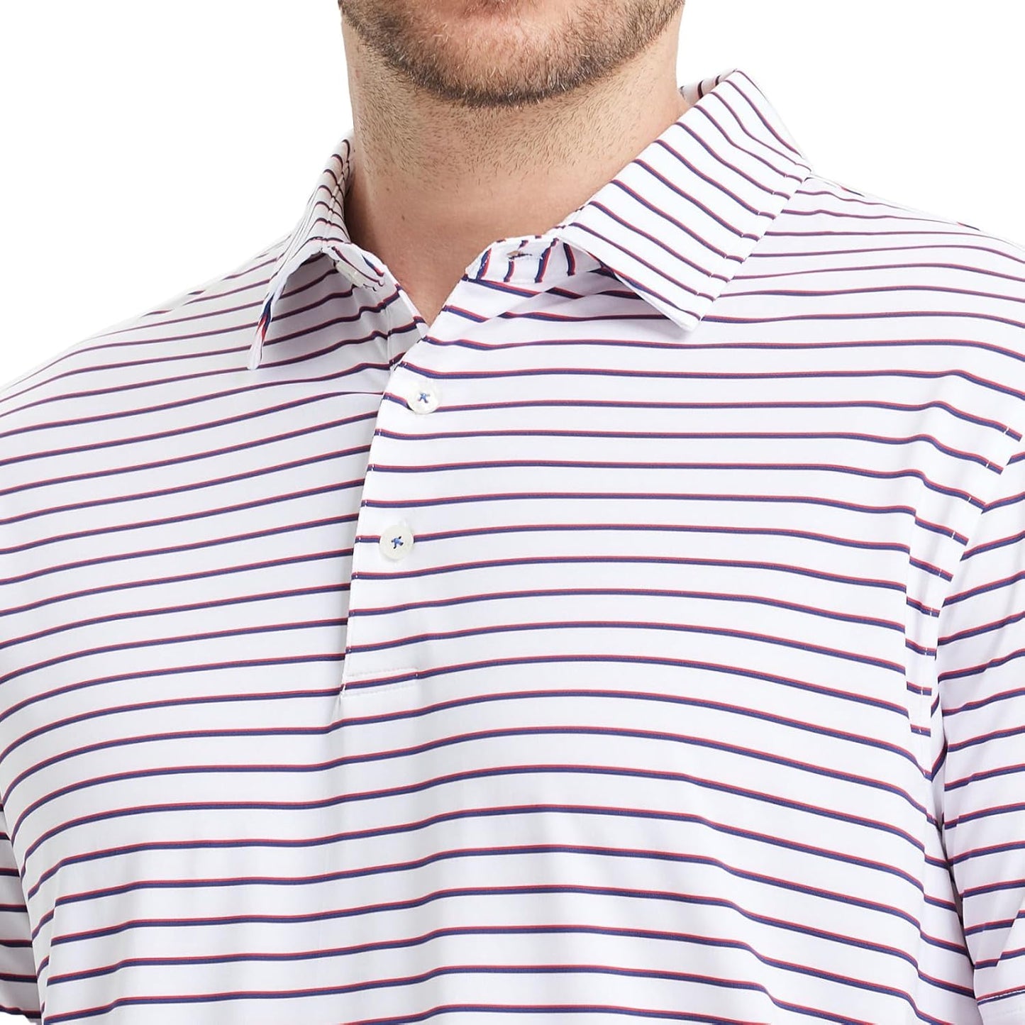 M MAELREG Golf Shirts for Men Moisture Wicking Striped Polo Performance Dry Fit Business Sports Mens Polo Shirts Short Sleeve