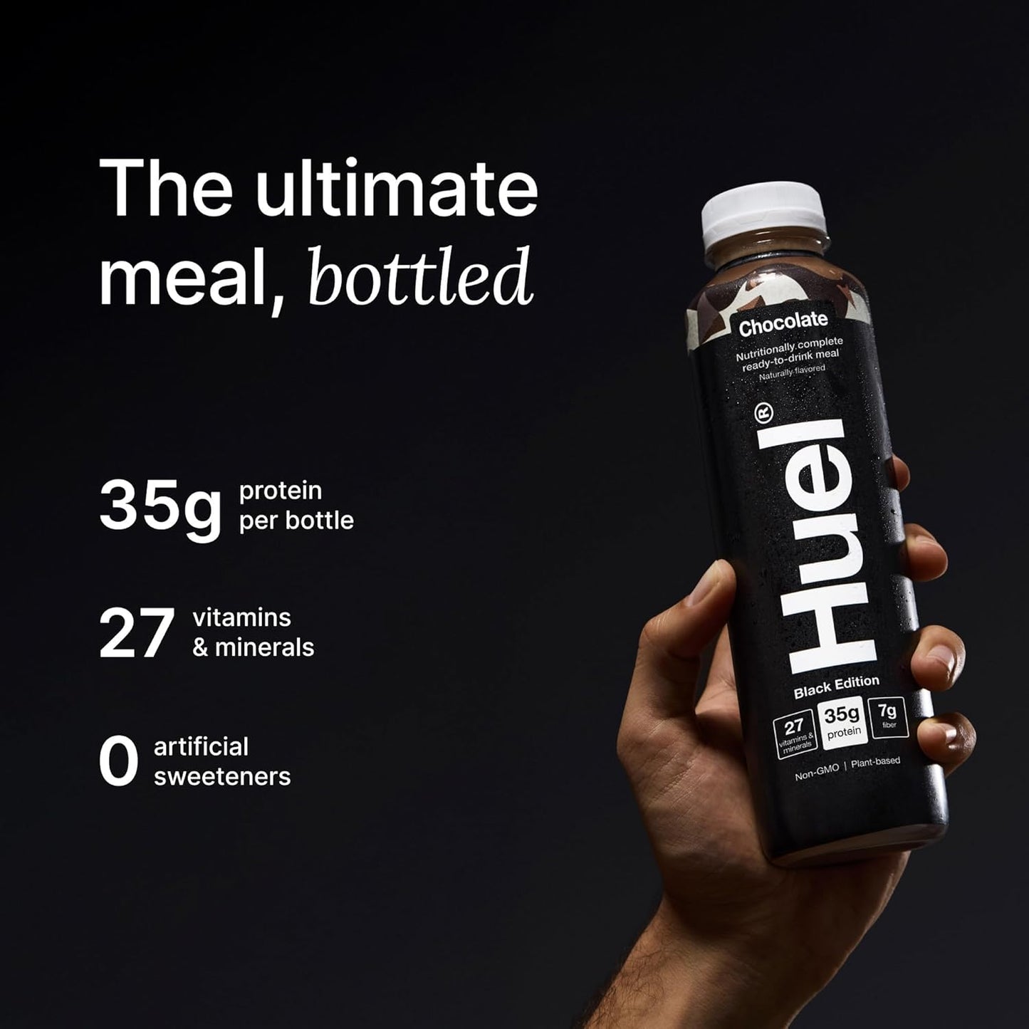 Huel Black Edition Ready-to-Drink, Chocolate Meal Replacement Drink, 35g High Protein, 27 Vitamins and Minerals, Vegan, Gluten Free, Plant Based, High Fiber, Low Sugar, 16.9 Fl Oz (12 Pack)