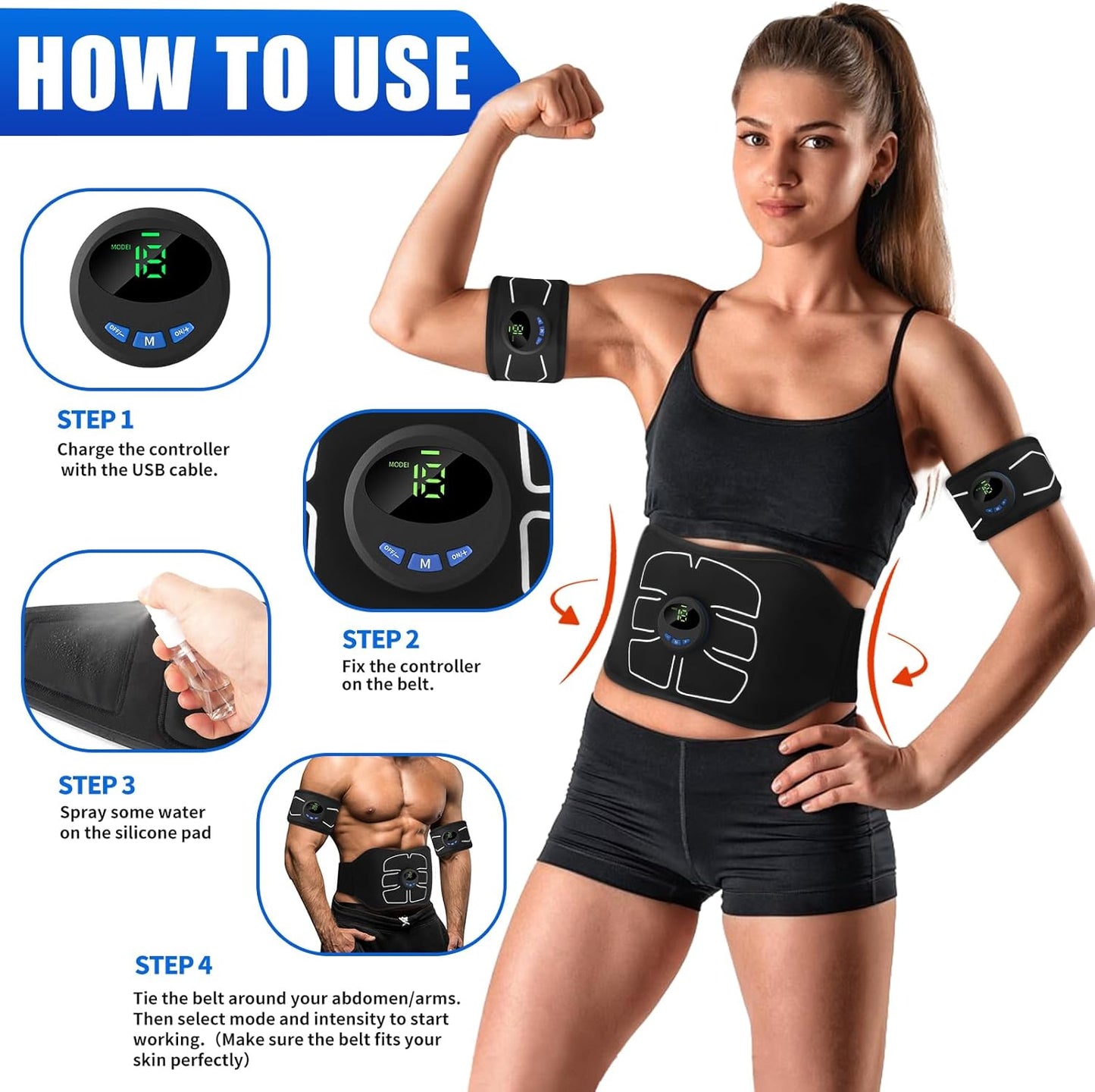 MarCoolTrip MZ Electronic Muscle Stimulator, Abs Stimulator Muscle Toner, Ab Machine Trainer for All Body, Fitness Strength Training Workout Equipment for Men and Women