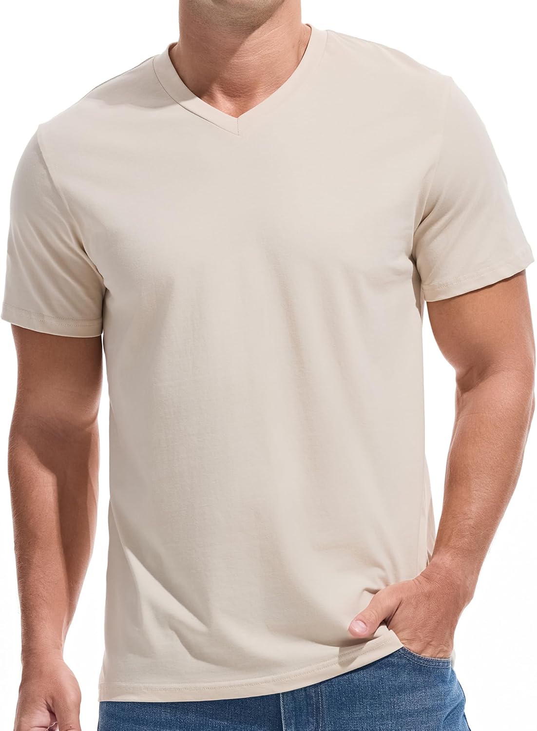 VEIISAR Premium V Neck T Shirts for Men - Modern Fitted Tees Vneck Undershirts