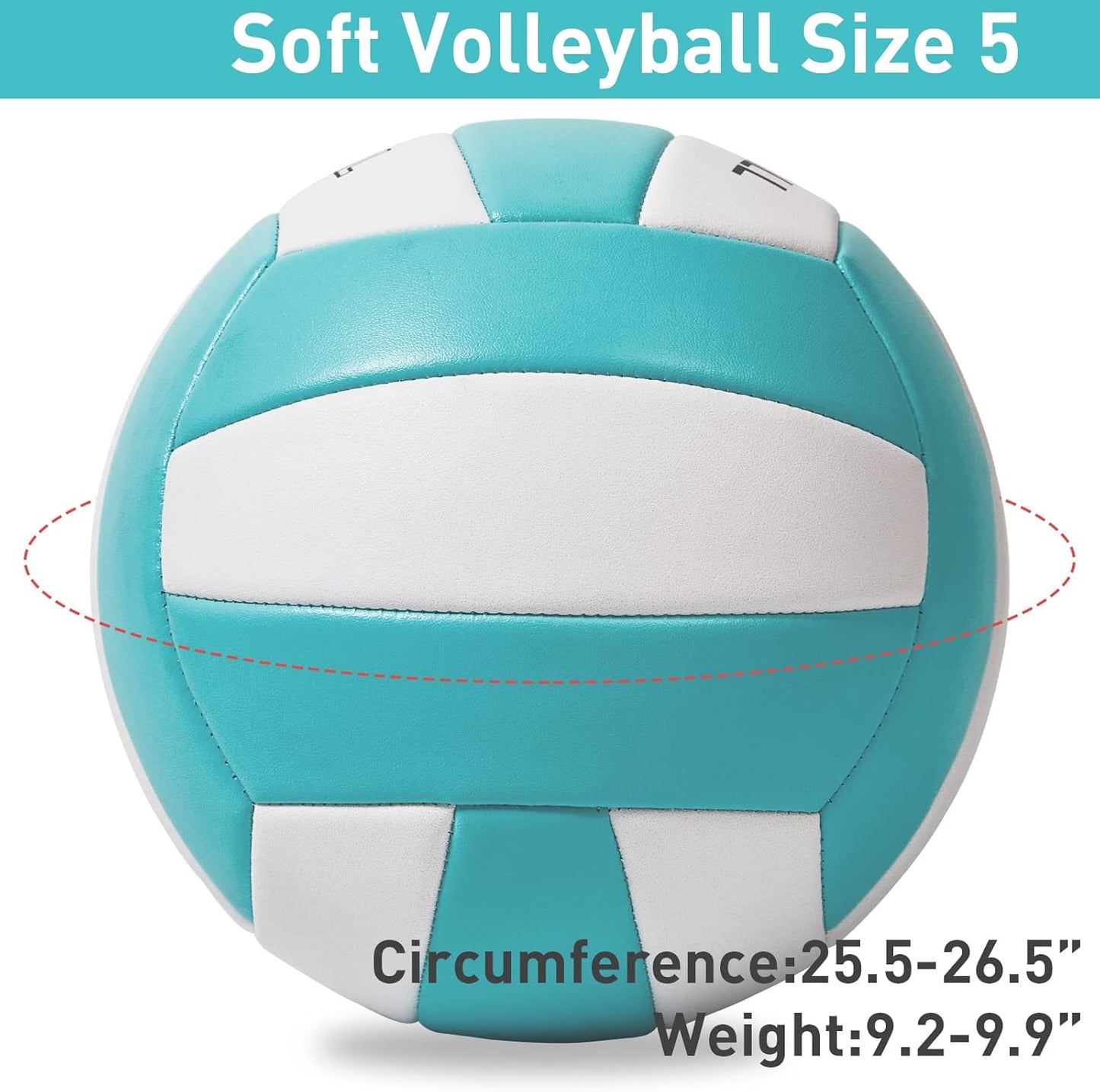 EVZOM Super Soft Volleyball Beach Volleyball Official Size 5 for Outdoor/Indoor/Pool/Gym/Training Premium Volleyballs Equipment Durability Stability Sports Ball