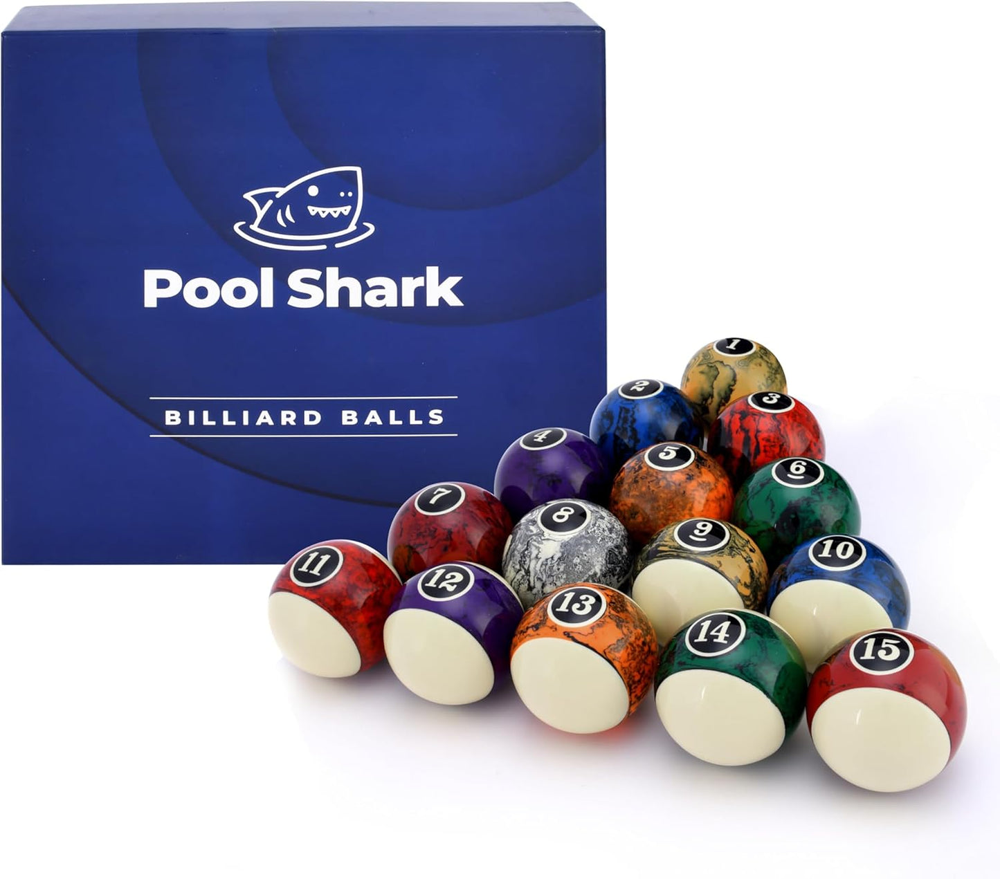 Pool Shark Authentic Billiard Balls Professional/Amateur Set High-End Pure Polyresin 2-1/4-inch Balls Complete 16pcs Set