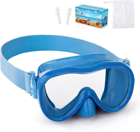 Kids Swim Goggles with Nose Cover, Anti-Leak Swim Mask with Elastic Fabric Strap, UV Protection Swimming Goggles for Kids