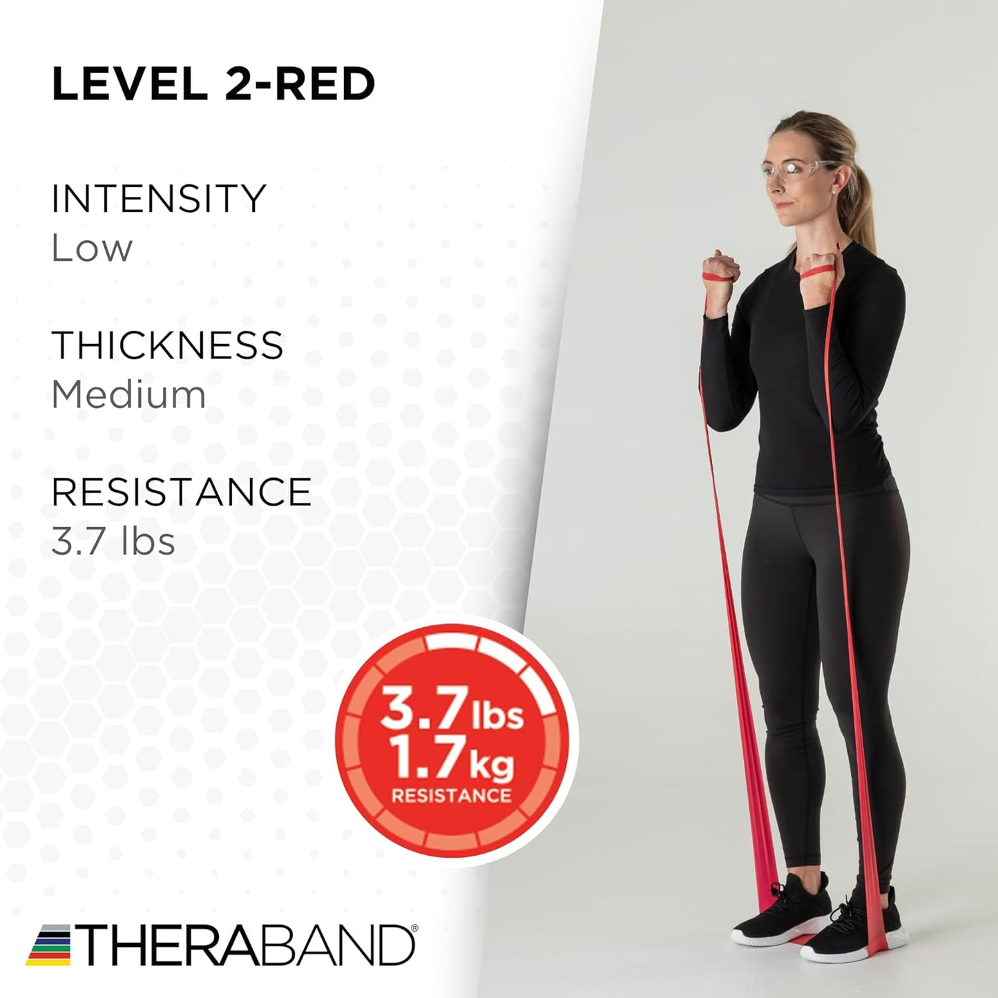 THERABAND Resistance Band, Red, Medium, 50-Yard Roll, Latex-Free, Elastic Band for Exercise, Physical Therapy, Yoga, Pilates, Stretching, Home Workouts, Cut-to-Length, Color-Coded Levels