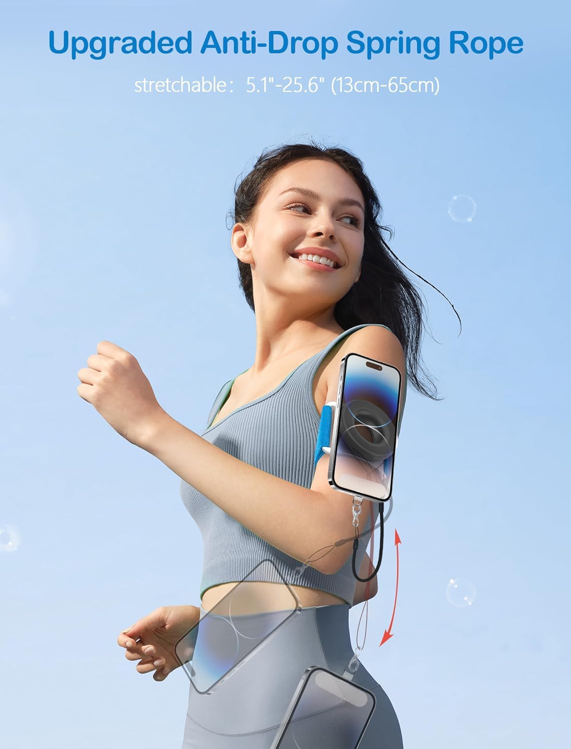 TOPGO Running Phone Holder for iPhone [360° Rotatable & Upgrade Anti-Drop] Magnetic Wrist Phone Holder, Armband Cell Phone Holder Compatible with magsafe iPhone 17 Pro Max and Android - Blue