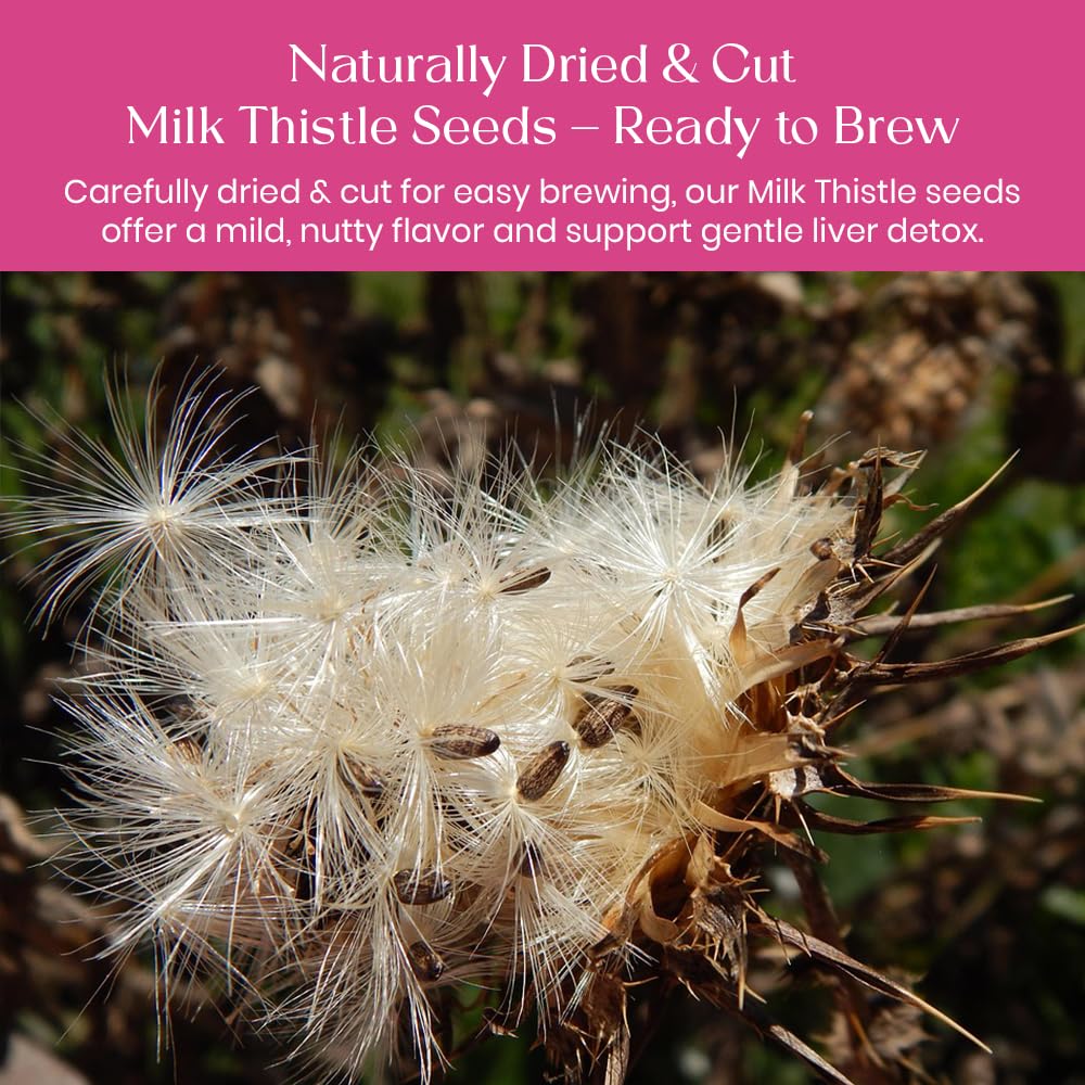 BlendArt Teas - Milk Thistle Seeds Herbal Tea - 100 Count - Pyramid Tea Bag | For Liver Detox support | Reduce inflammation | Refreshing Peppermint with lemon flavour - Caffeine Free | Ziplock Pouch