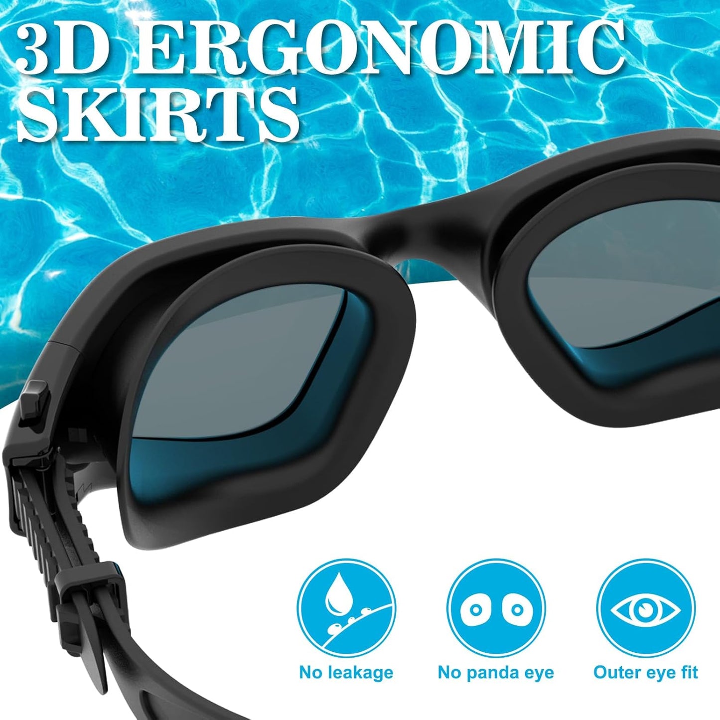 WIN.MAX Polarized Swimming Goggles Swim Pool Goggles Anti Fog Anti UV No Leakage Clear Vision for Men Women Adults Teenagers