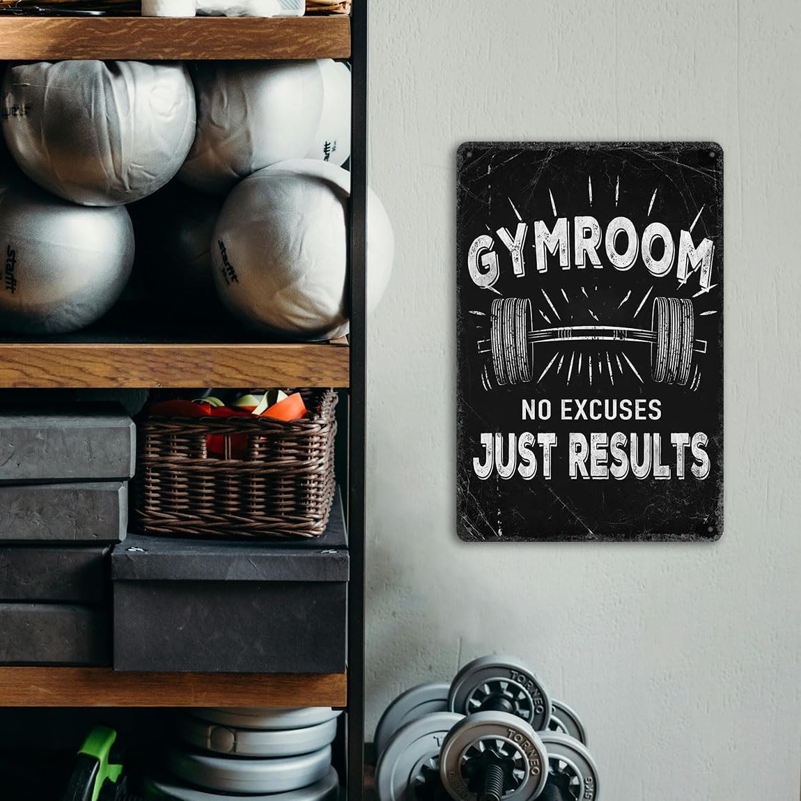 Gym Room Metal Tin Sign Motivational Gym Posters Gym Room No Excuses Just Results Signs Gym Posters For Home Gym Funny Vintage Tin Sign For Gym Garage Inspirational Quotes Wall Art Decoration