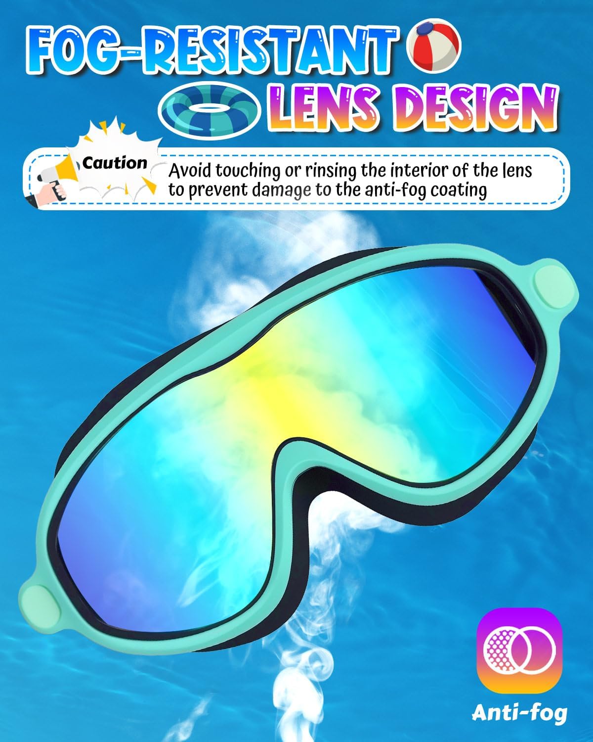 Rantizon Swim Goggles 2 Pack, Wide View Anti Fog&UV Swimming Goggles for Audlt, No Leaking Swim Glasses for Men Women Kids