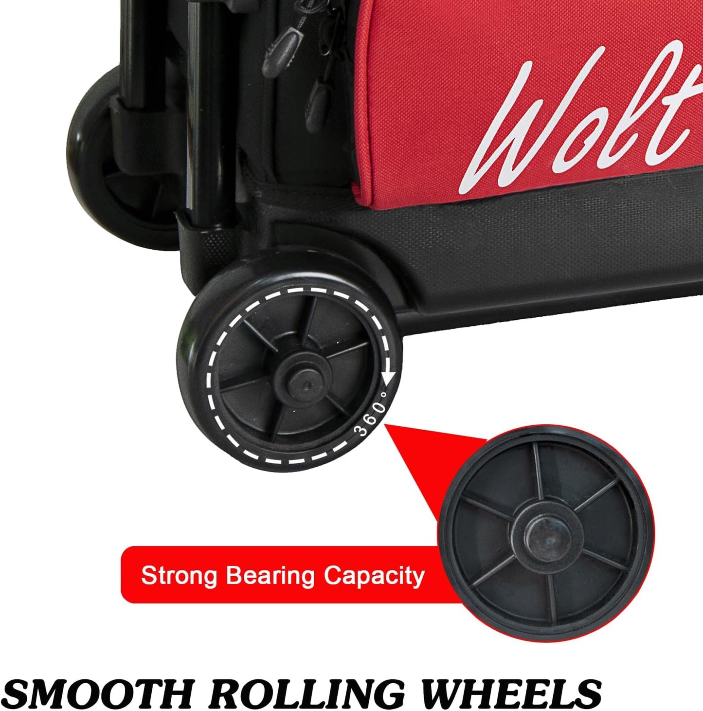 WOLT 3 Ball Bowling Bags with Wheels,Bowling Ball Bag 3 Ball Roller with Separate Shoe Compartment and Accessory Pocket, Retractable Handle Extends to 38’’