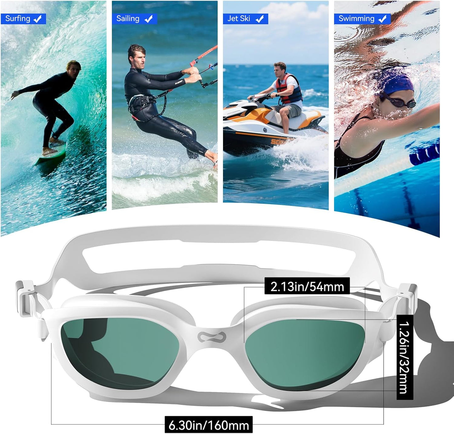 COPOZZ Swim Goggles Adult Women, Swimming Goggles for Women & Men, Anti-Fog No Leaking UV Protection for Adult