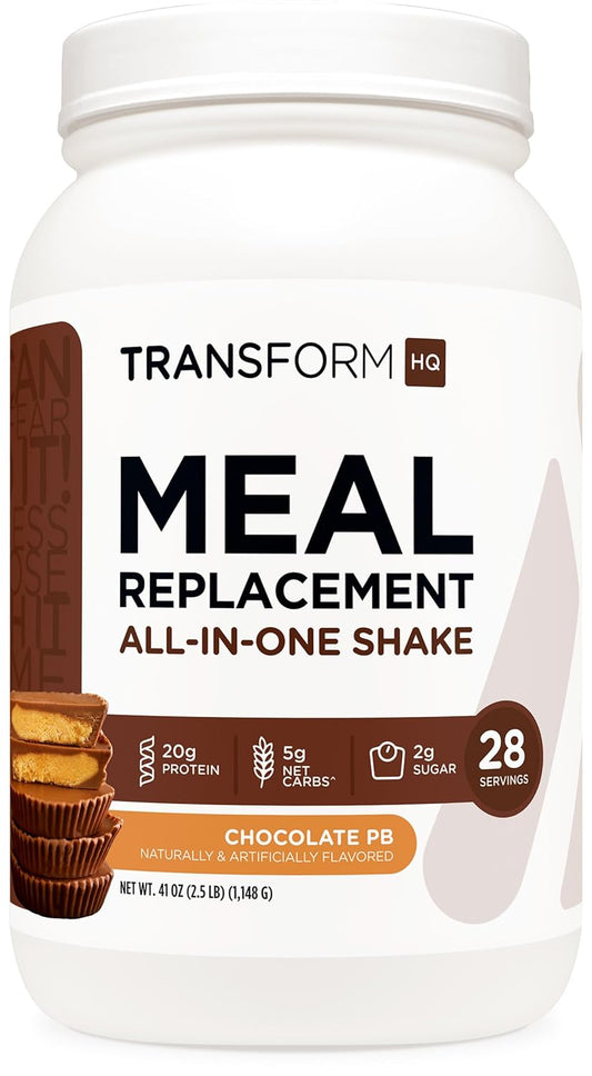 TransformHQ Meal Replacement Shake Powder 28 Servings (Chocolate Peanut Butter) - Gluten Free, Non-GMO