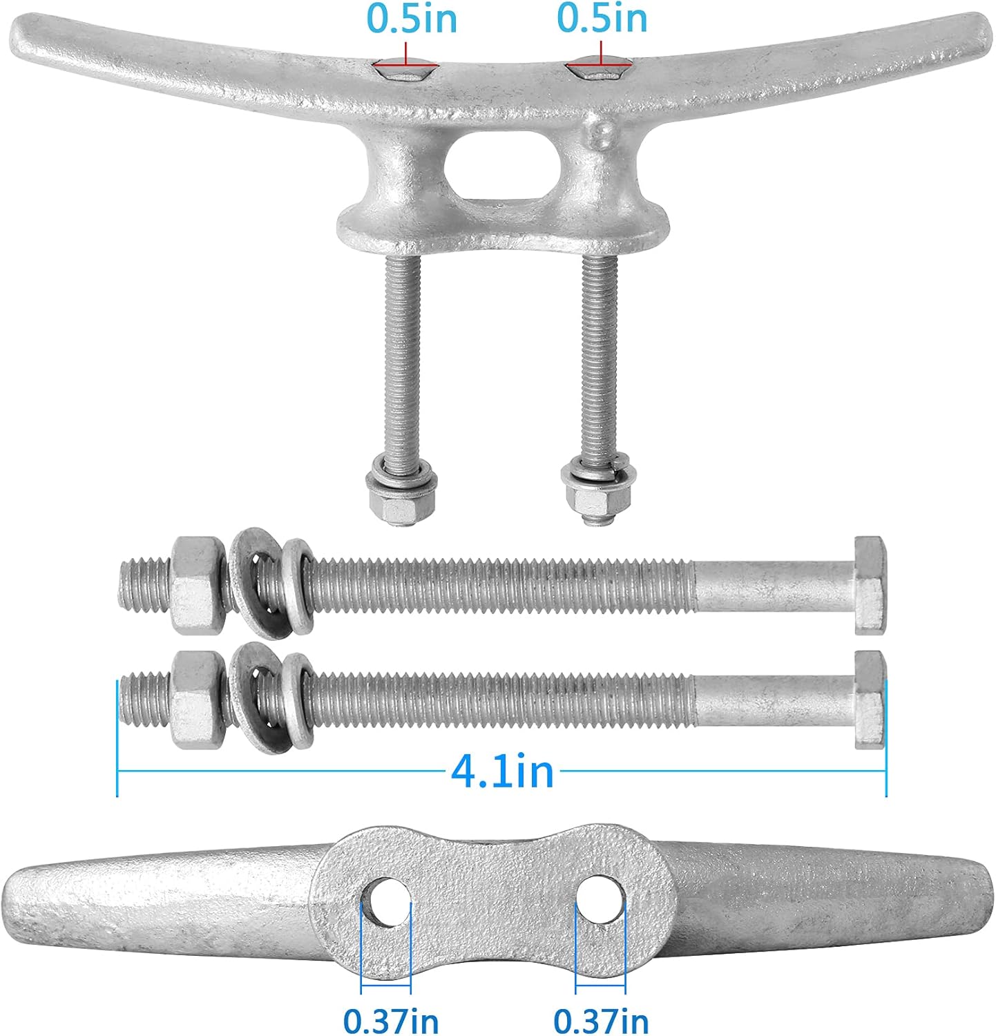 6/8/10/12/14 inch Dock Cleats With Bolts,Hot Dipped Galvanized Cast Iron Boat Cleats,Rope Cleat Boat Dock Cleats for Boat Docks,Decks,Piers for Tying up Boats,Marine Decor(1,2,4,5,6,8,10,12 Pack)