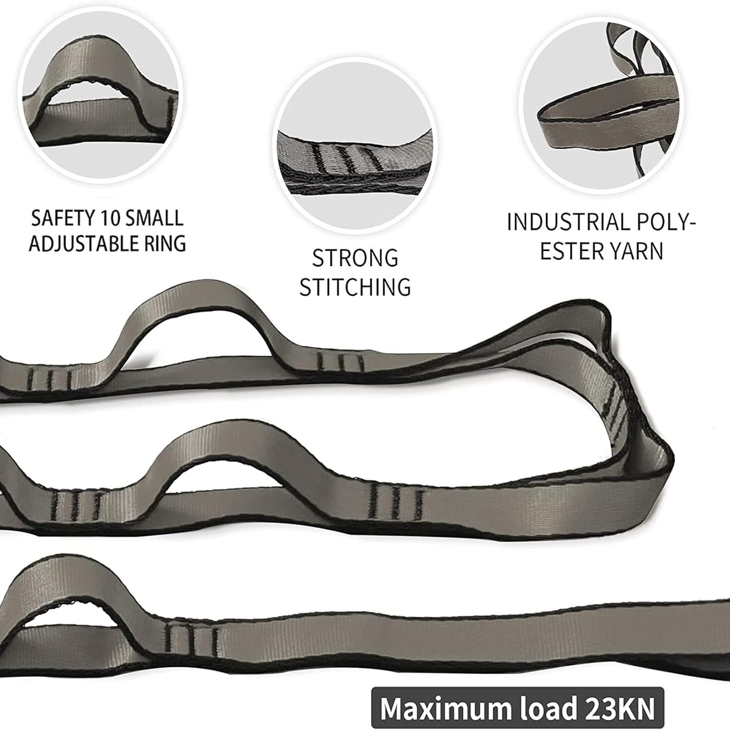 Aerial Yoga Hammock Daisy Chains Strap, Strong 22kN Adjustable with 10 Loops, No Stretch, Climbing Strap Nylon Chain Sling for Aerial Yoga,Swing, Hammock, Suspension, Exercise