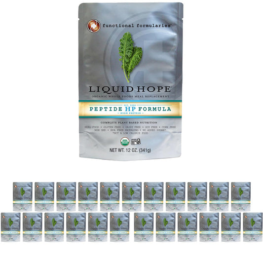 Functional Formularies Liquid Hope Peptide High Protein Organic Tube Feeding Formula and Nutritional Meal Replacement Supplement, 12 Oz Pouch, Pack of 24