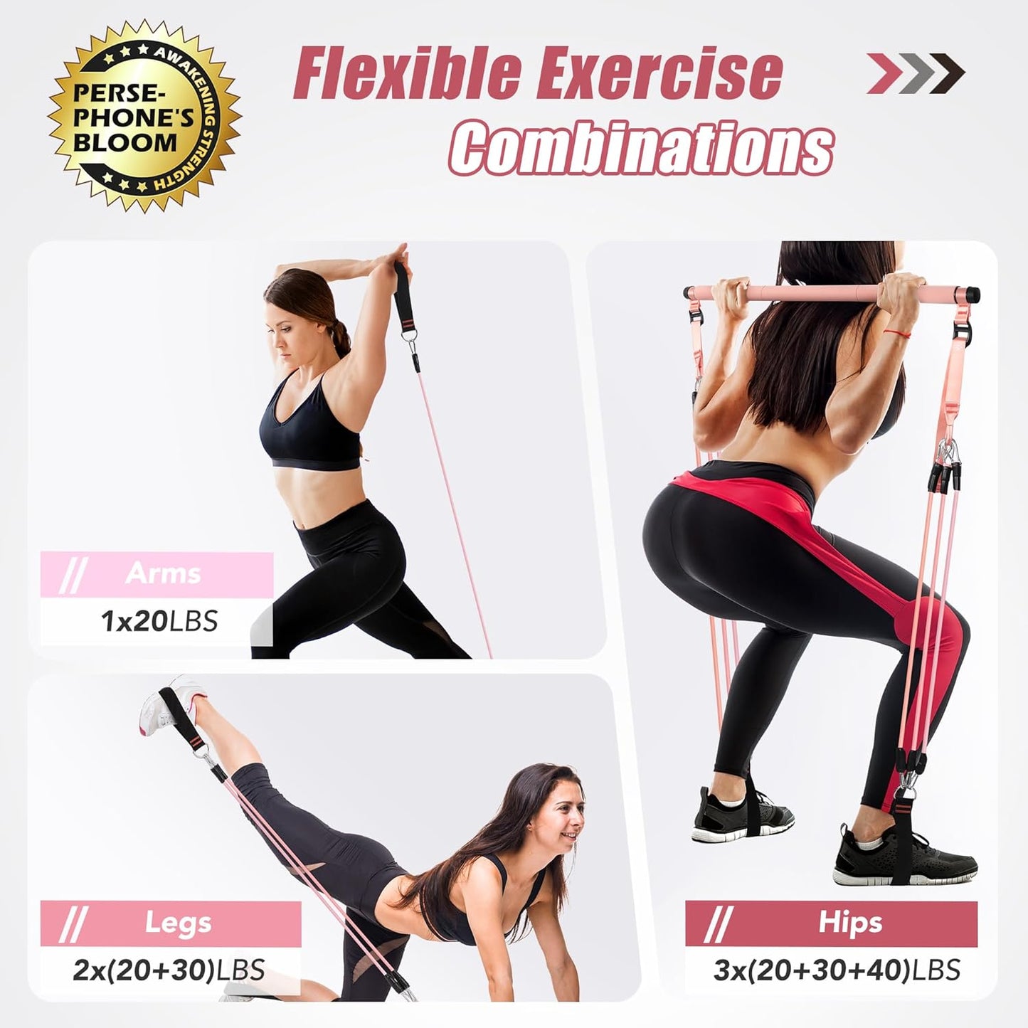 Upgraded Pilates Bar Kit with Resistance Bands Natural Latex for Women & Men, Heavy-Duty Stainless Steel Multifunctional Yoga Pilates Stick for Home Gym Exercise Fitness Equipment Full-Body Workouts