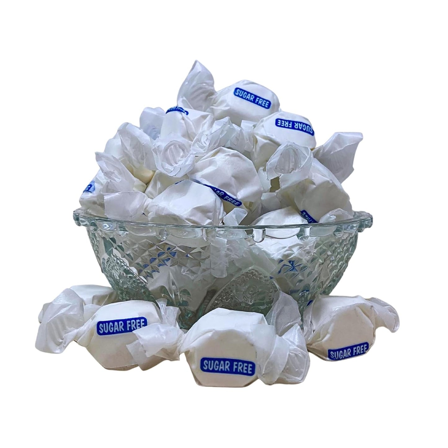 Sugar Free Vanilla Salt Water Taffy - 1lb (16oz) Bulk Bag Individually Wrapped Soft & Chewy Nut Free, Gluten Free, Diabetic & Keto Friendly Gourmet Candy For Taffy Lovers