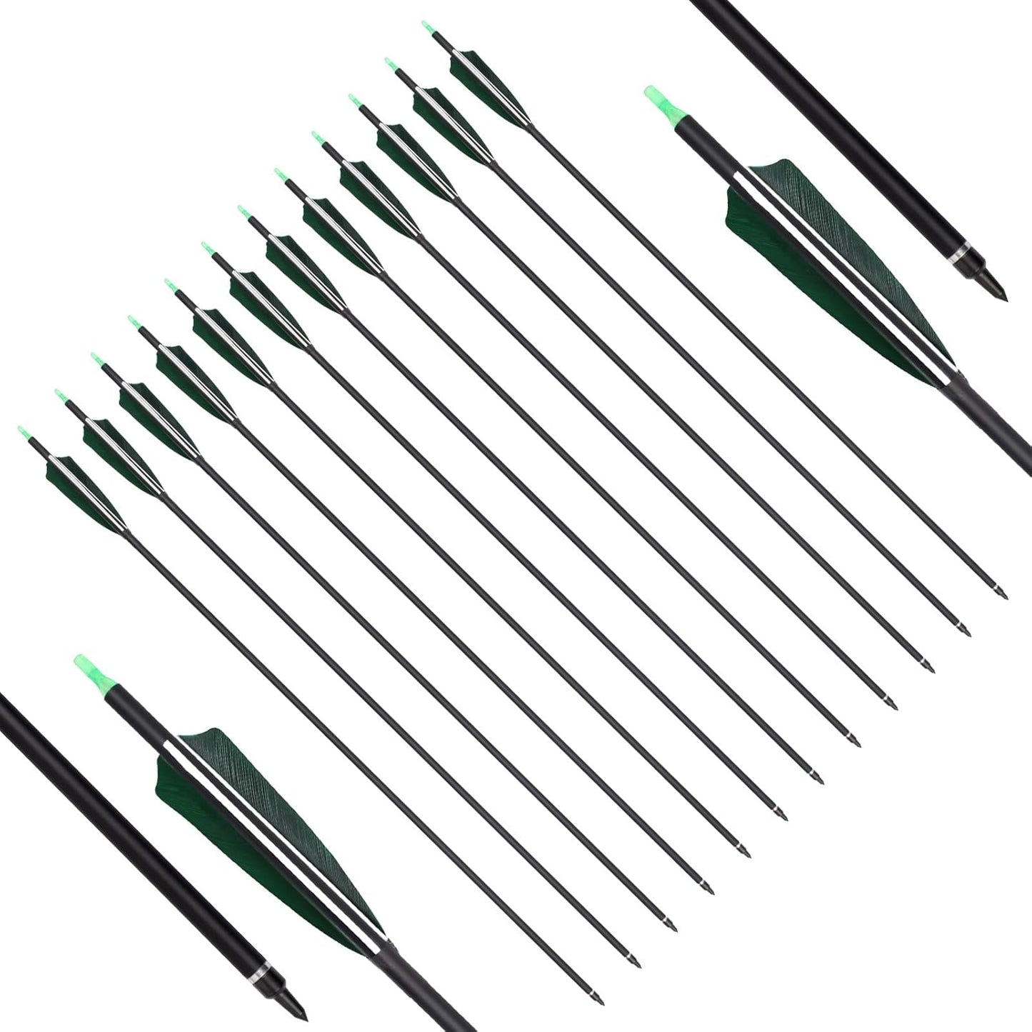 YLS 500 Spine Arrows 30 Inch Carbon Arrows 4" Turkey Feather Archery Target Practice Hunting Arrows with for Recurve Bow Long Bow