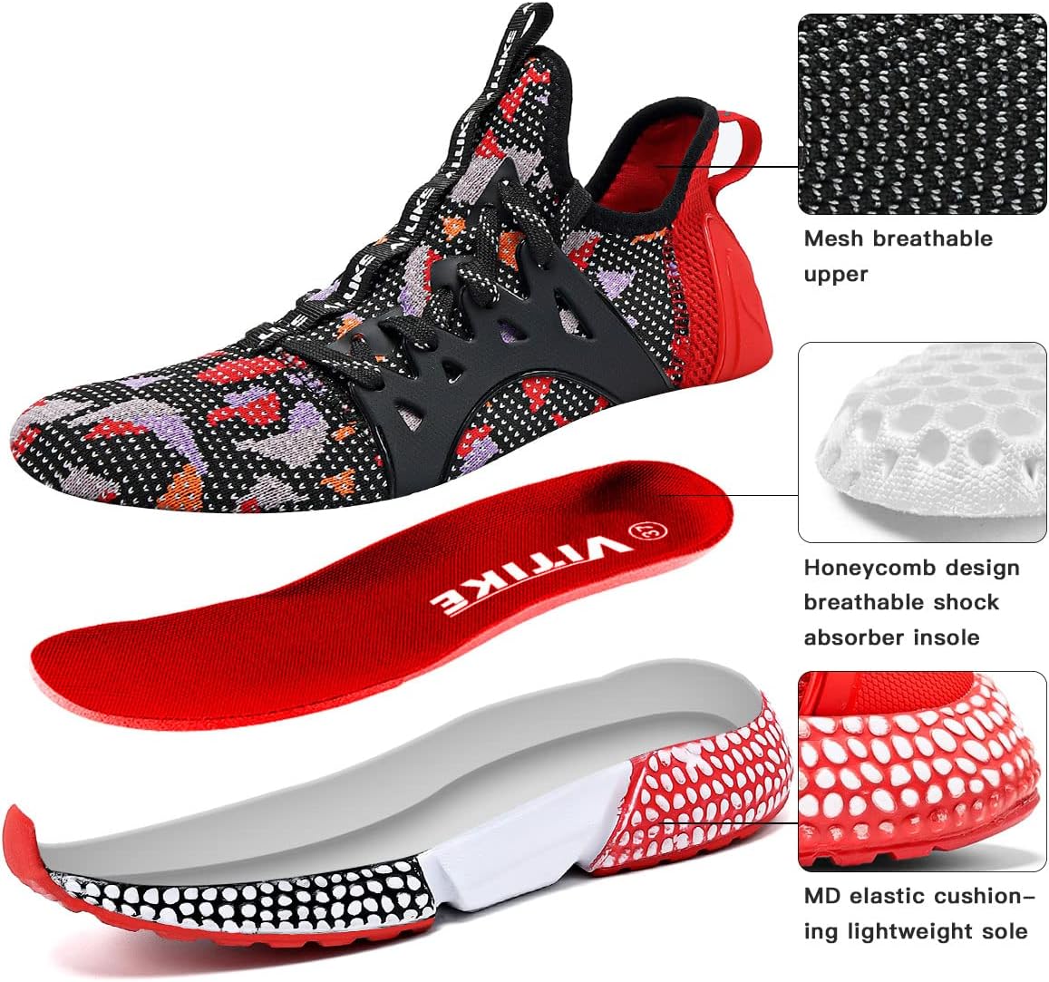 WETIKE Boy's Shoes Mesh Slip on Lightweight Running Sneakers