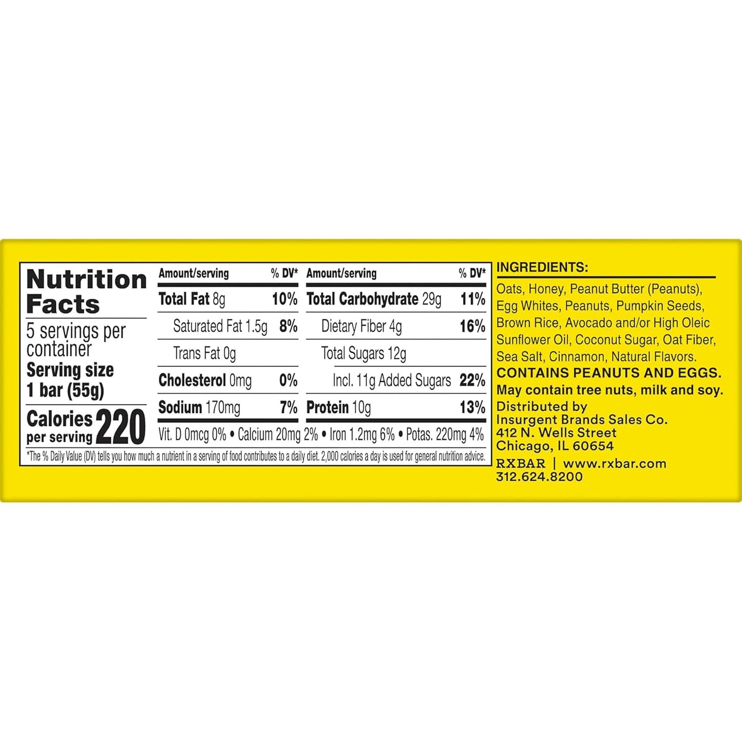 RXBAR Nut Butter and Oat Protein Bars, Protein Snacks, Snack Bars, Honey Cinnamon Peanut Butter (6 Boxes, 30 Bars)