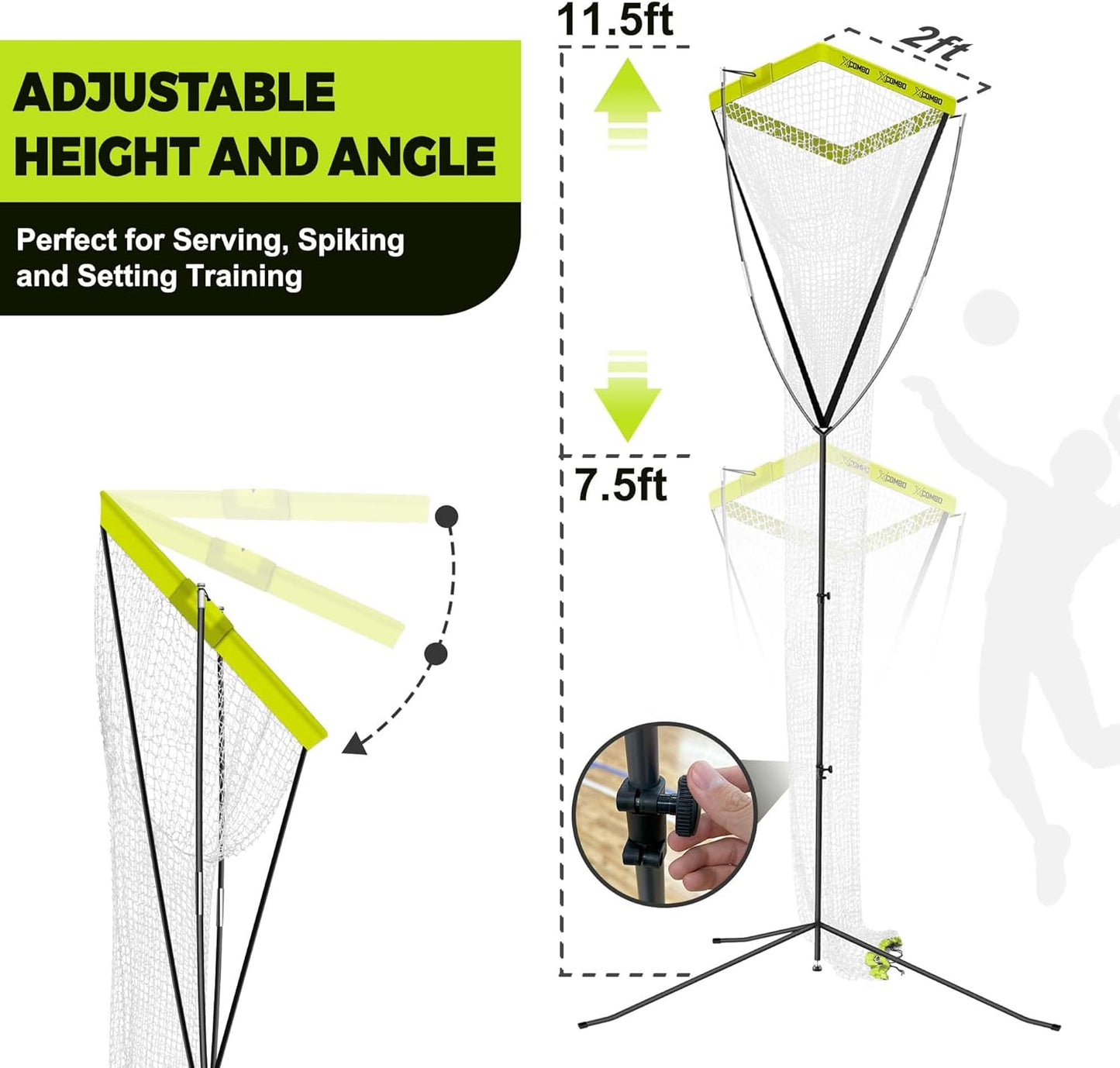 Volleyball Setter Trainer Net, Adjustable Height for Indoor and Outdoor Practice, Perfect for Serving, Spiking, and Setting Training Equipment