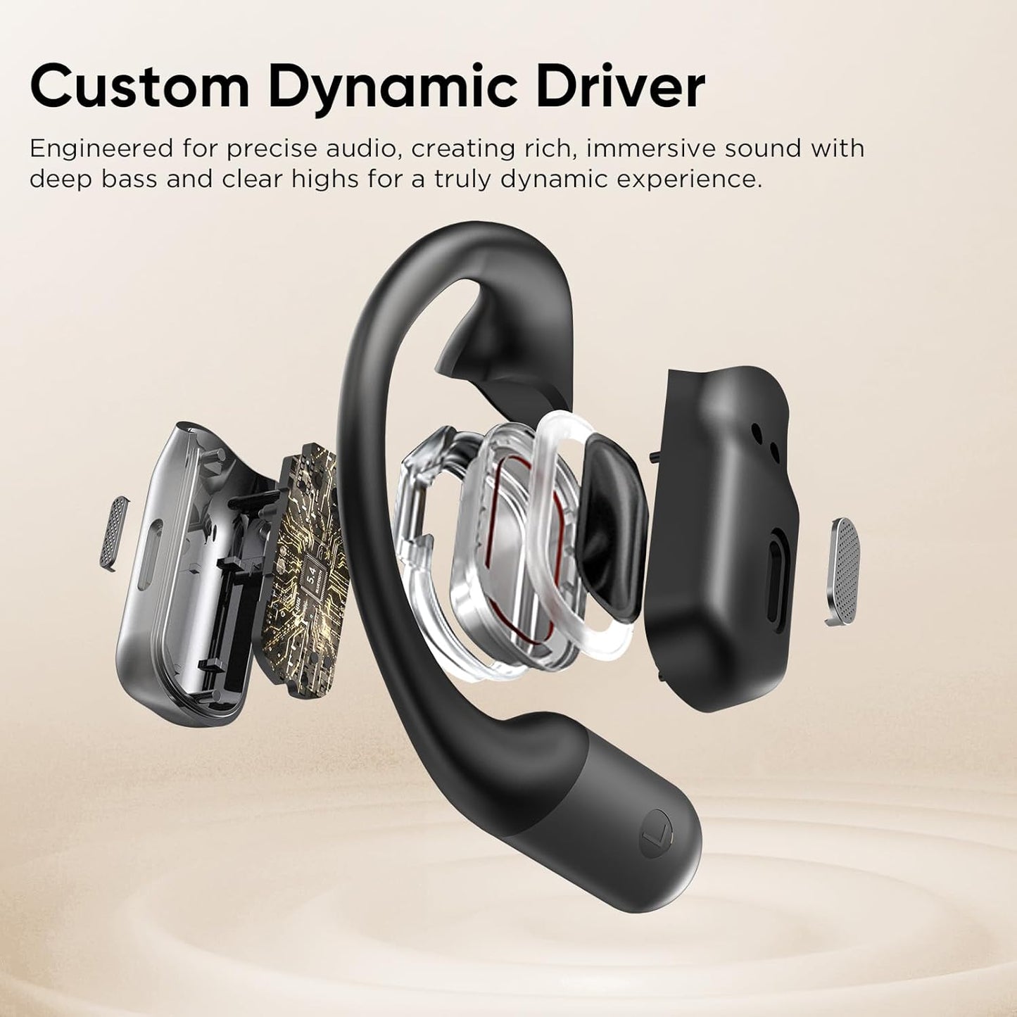 BUGANI Open Ear Headphones Wireless Earbuds,5.4 Bluetooth Headphones, IPX5 Waterproof Ear Buds for Running Workout Cycling Gift (Black)