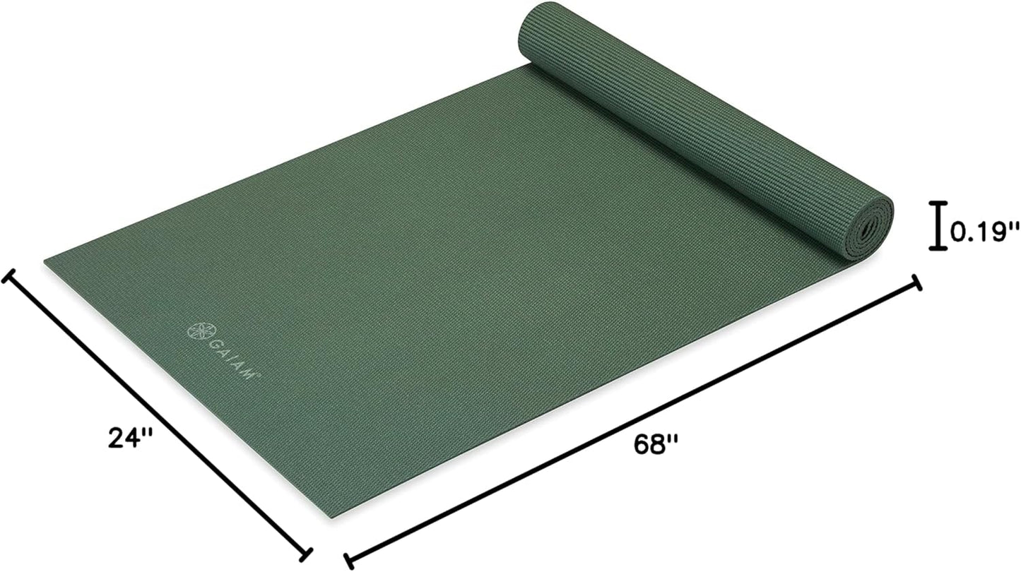 Gaiam Yoga Mat - Premium 5mm Solid Thick Non Slip Exercise & Fitness Mat for All Types of Yoga, Pilates & Floor Workouts (68" x 24" x 5mm)