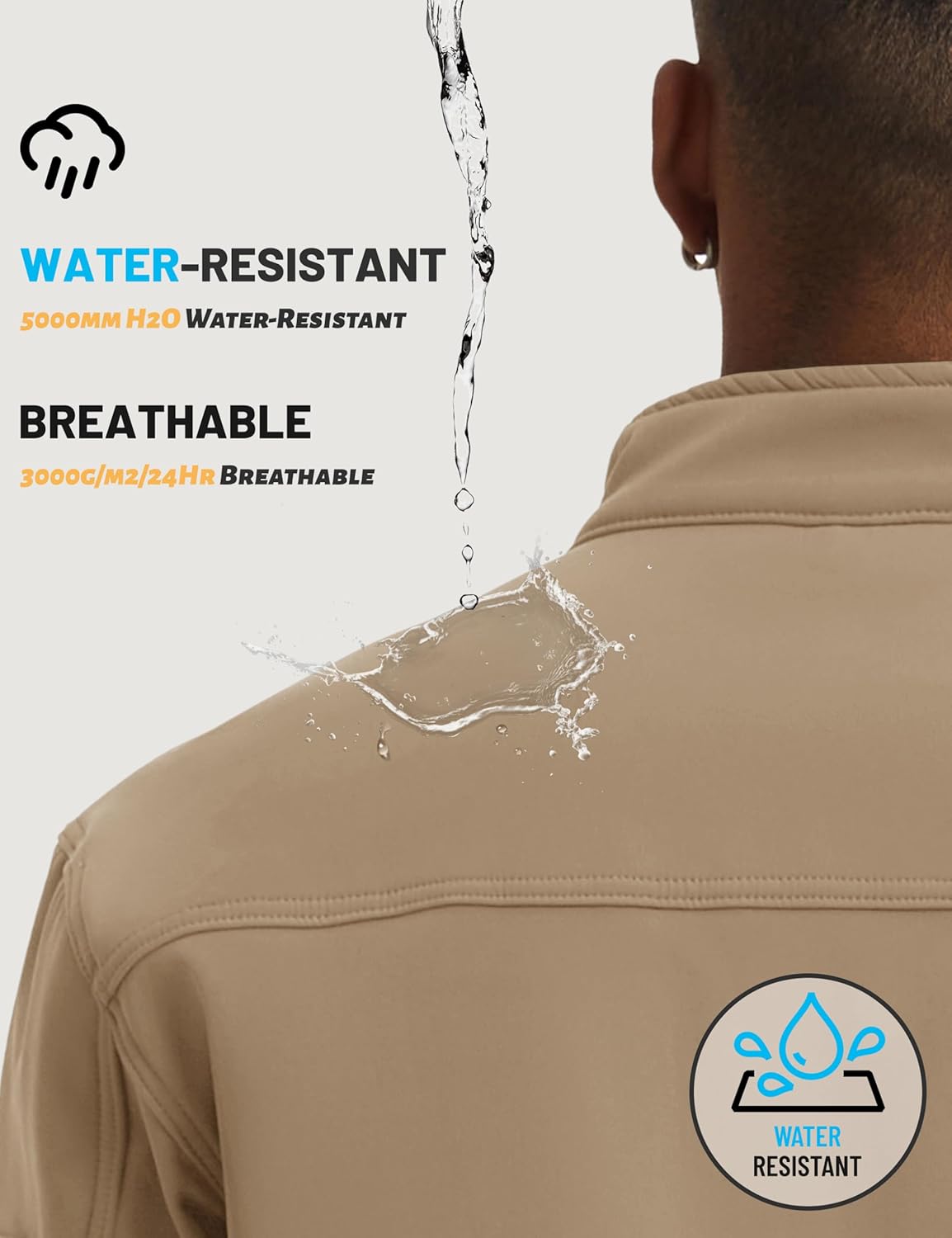 TACVASEN Men's Tactical Softshell Jacket Fleece Lined Water Resistant Windbreaker Military Lightweight Coat for Hiking