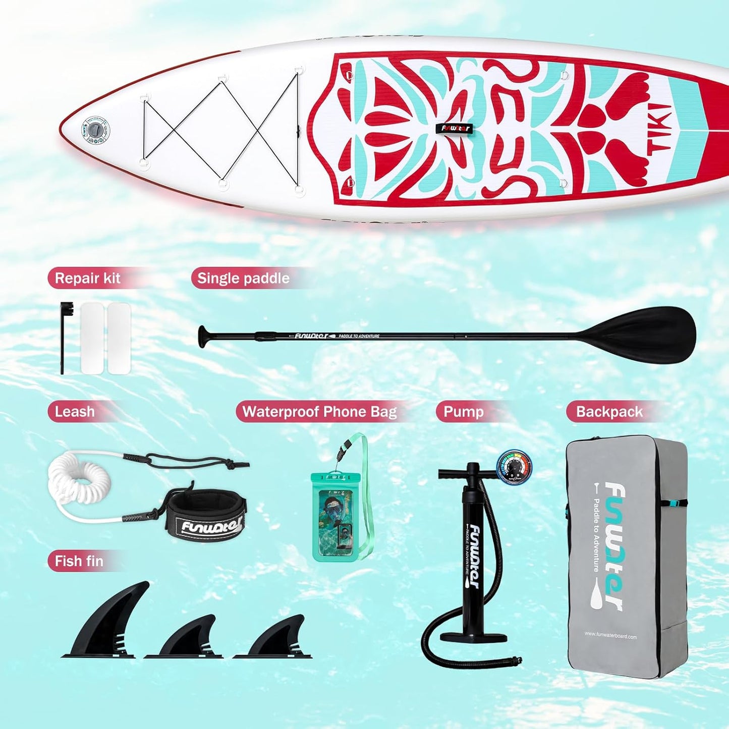 FunWater Inflatable Ultra-Light Stand Up Paddle Board for All Skill Levels with Premium SUP Paddleboard Accessories,Non-Slip Comfort Deck for Youth & Adults