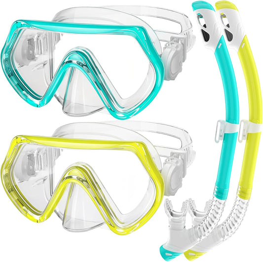 Snorkeling Gear for Kids, Kids Snorkel Set for Ages 3-14, Anti-Fog Diving Mask and Dry Top Snorkel Combo Set, Unisex Swimming Goggles