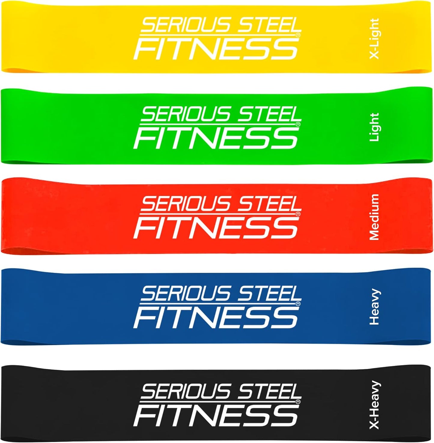 Serious Steel Fitness Mini Resistance Loop Bands | Rehab and Prehab Stretch Bands | 12" Exercise Workout Bands (Sets of 5 Pack and Sets of 10 Pack Trainer Options Available!)