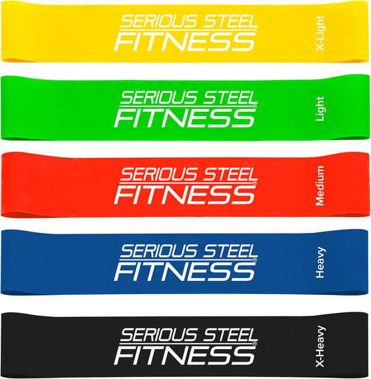 Serious Steel Fitness Mini Resistance Loop Bands | Rehab and Prehab Stretch Bands | 12" Exercise Workout Bands (Sets of 5 Pack and Sets of 10 Pack Trainer Options Available!)