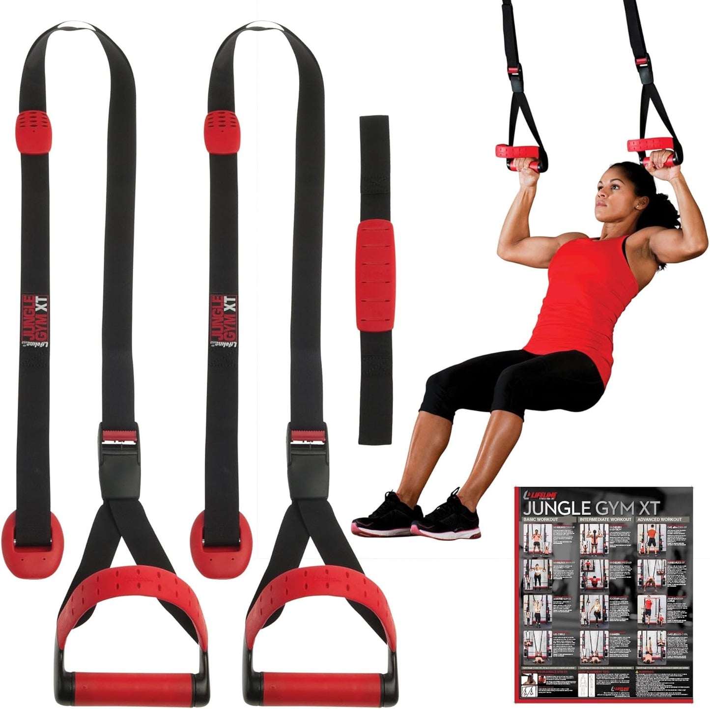 Lifeline Jungle Gym XT Body Weight Suspension Trainer System – Patented Split Anchor, Full-Body Workout, Lightweight Home Suspension Training Kit for Home Gym, Workout Equipment