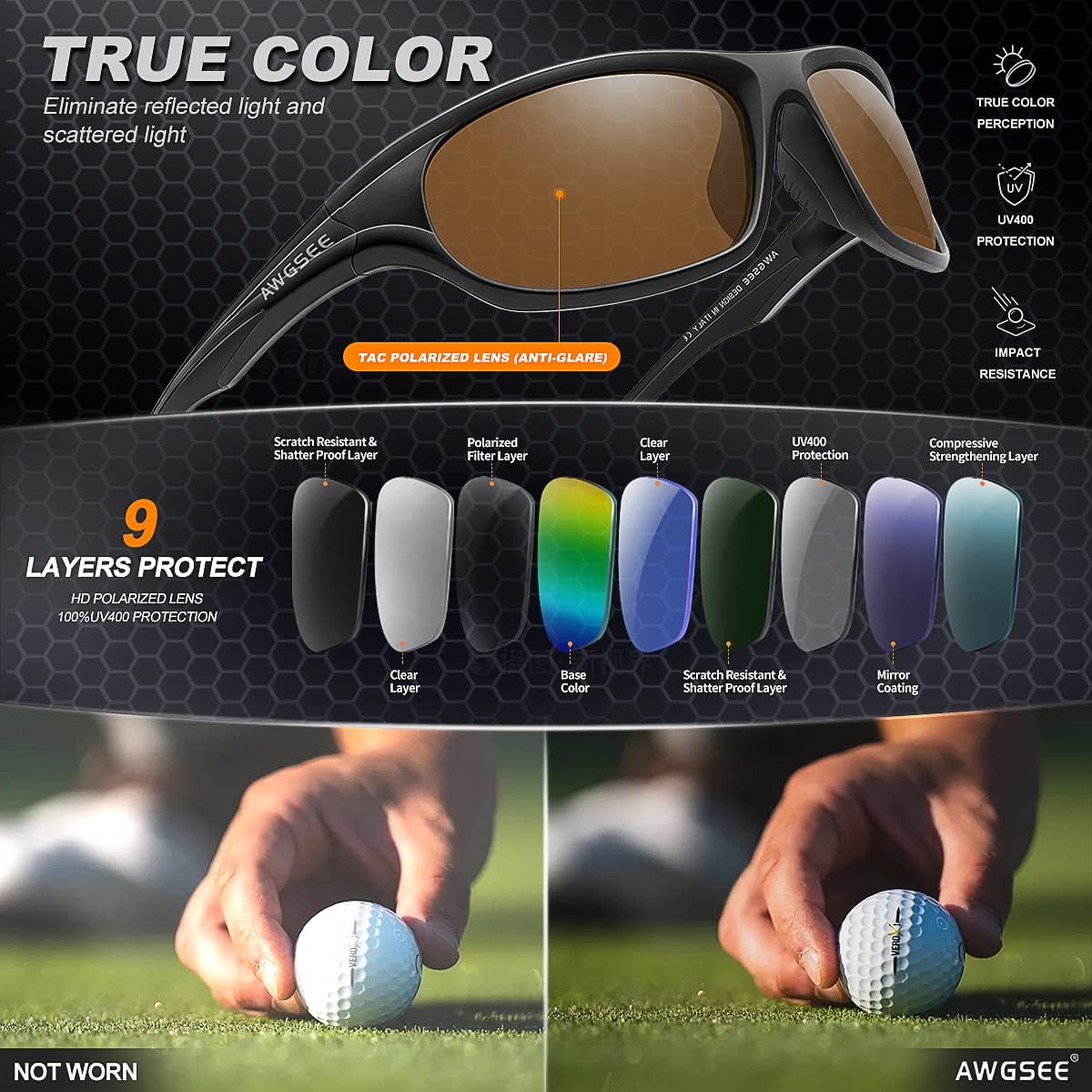 Polarized Sports Sunglasses for Men,TR90 Unbreakable Frame Sunglasses for Fishing Driving Cycling UV400 Protection