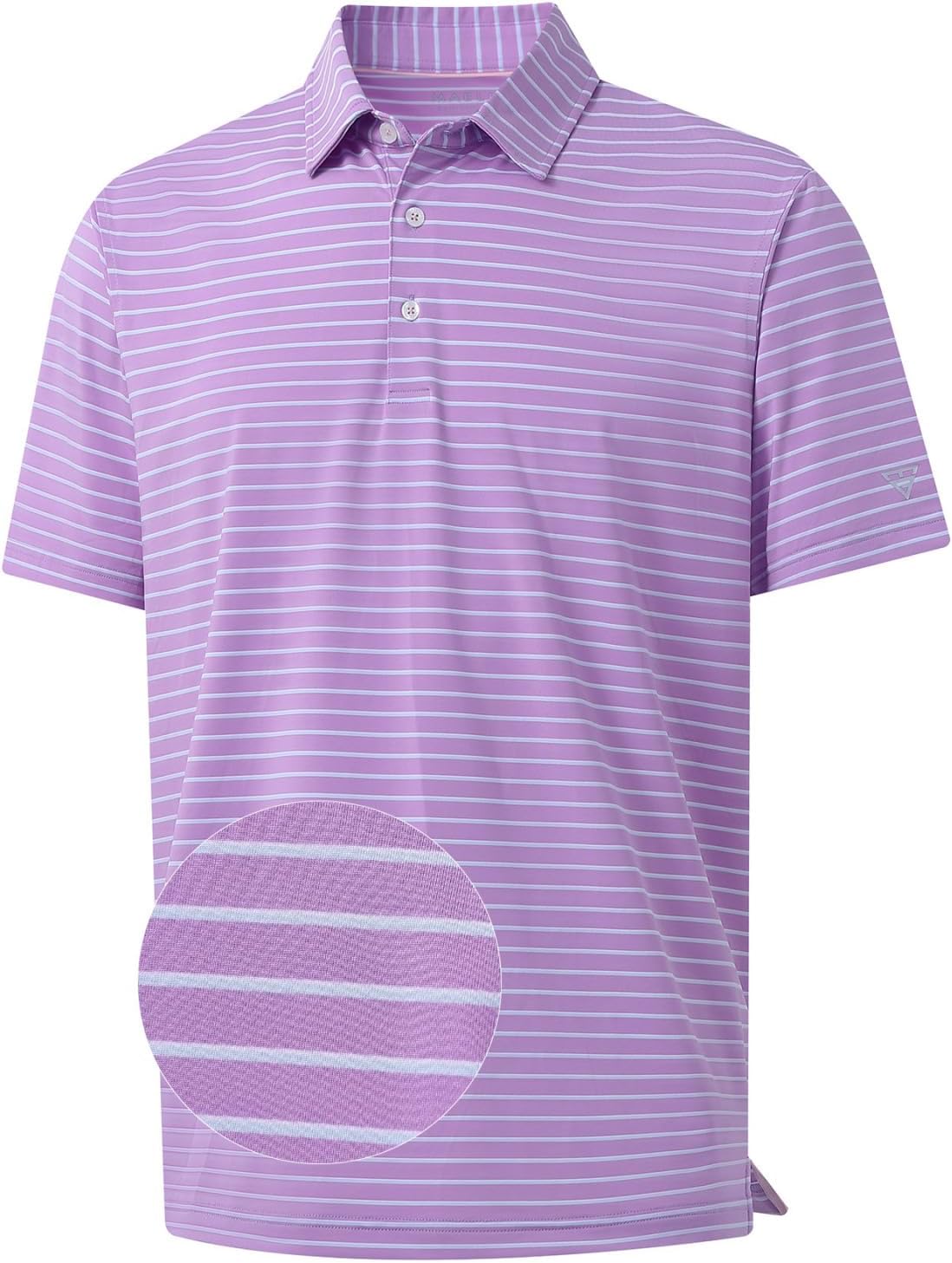 M MAELREG Golf Shirts for Men Moisture Wicking Striped Polo Performance Dry Fit Business Sports Mens Polo Shirts Short Sleeve