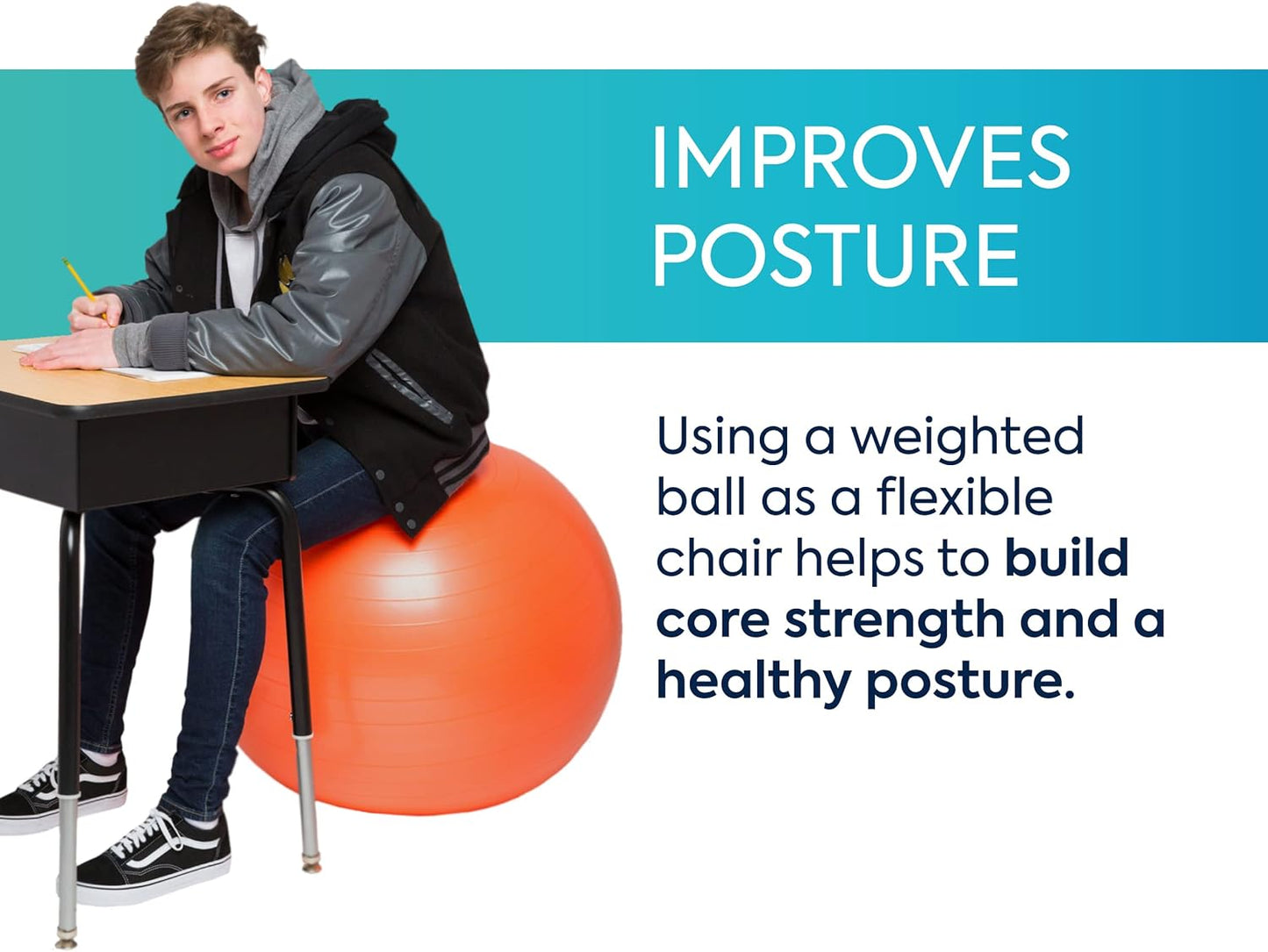 Bouncyband Balance Ball – Create Flexible Seating to Improve Focus at School, Office, or Home with This No-Roll Weighted Ball