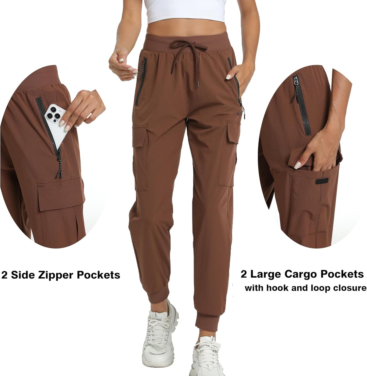 Kcutteyg Womens Water Resistant Hiking Pants with Pockets Quick Dry Soft Athletic Workout Joggers Pants for Camping Travel