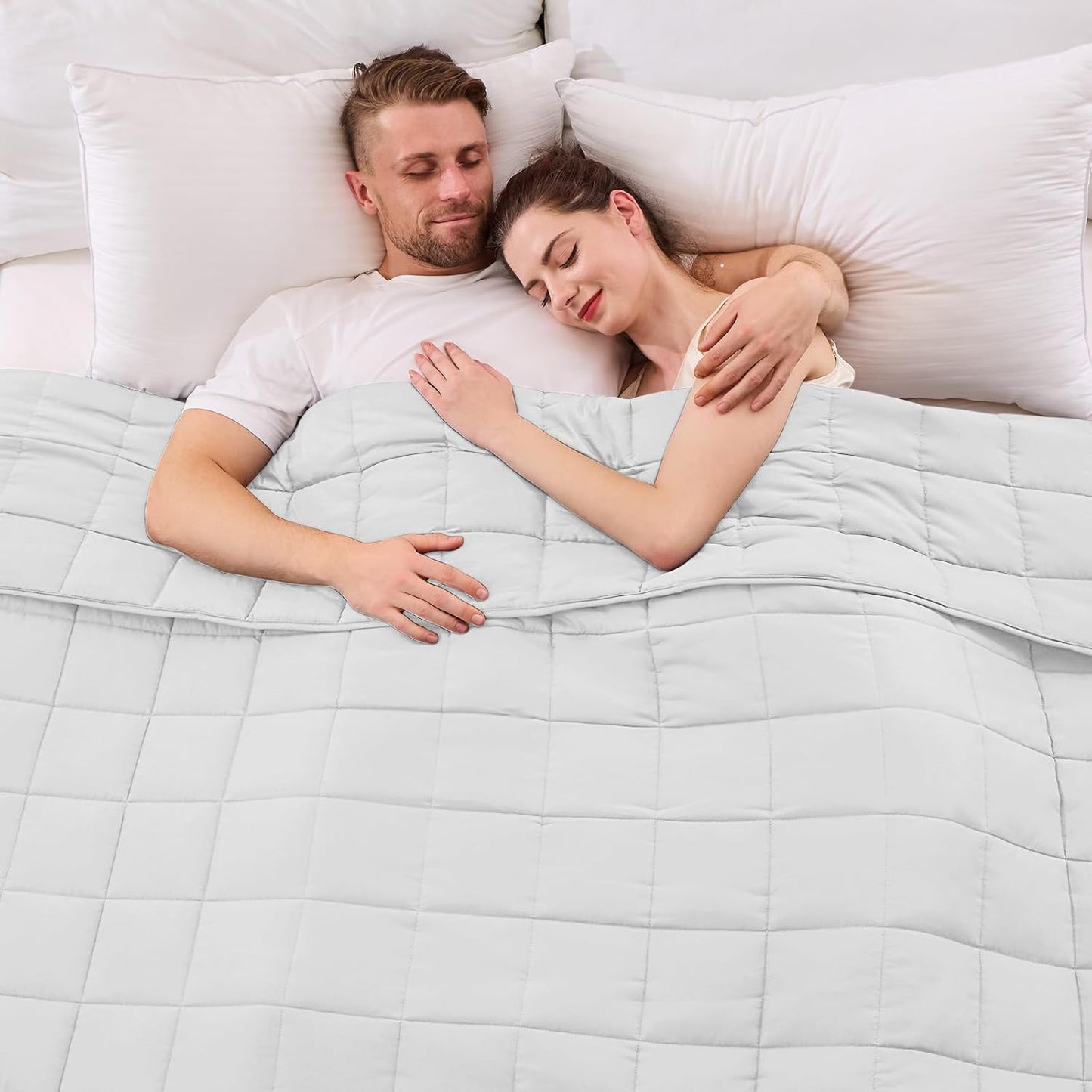 King Size Weighted Blanket for Adults (25 lbs, 80” x 87”, White) Cooling Heavy Blanket for Sleeping Perfect for 240-260 lbs, Breathable Blanket for Adults & Couple All Season, Machine Washable