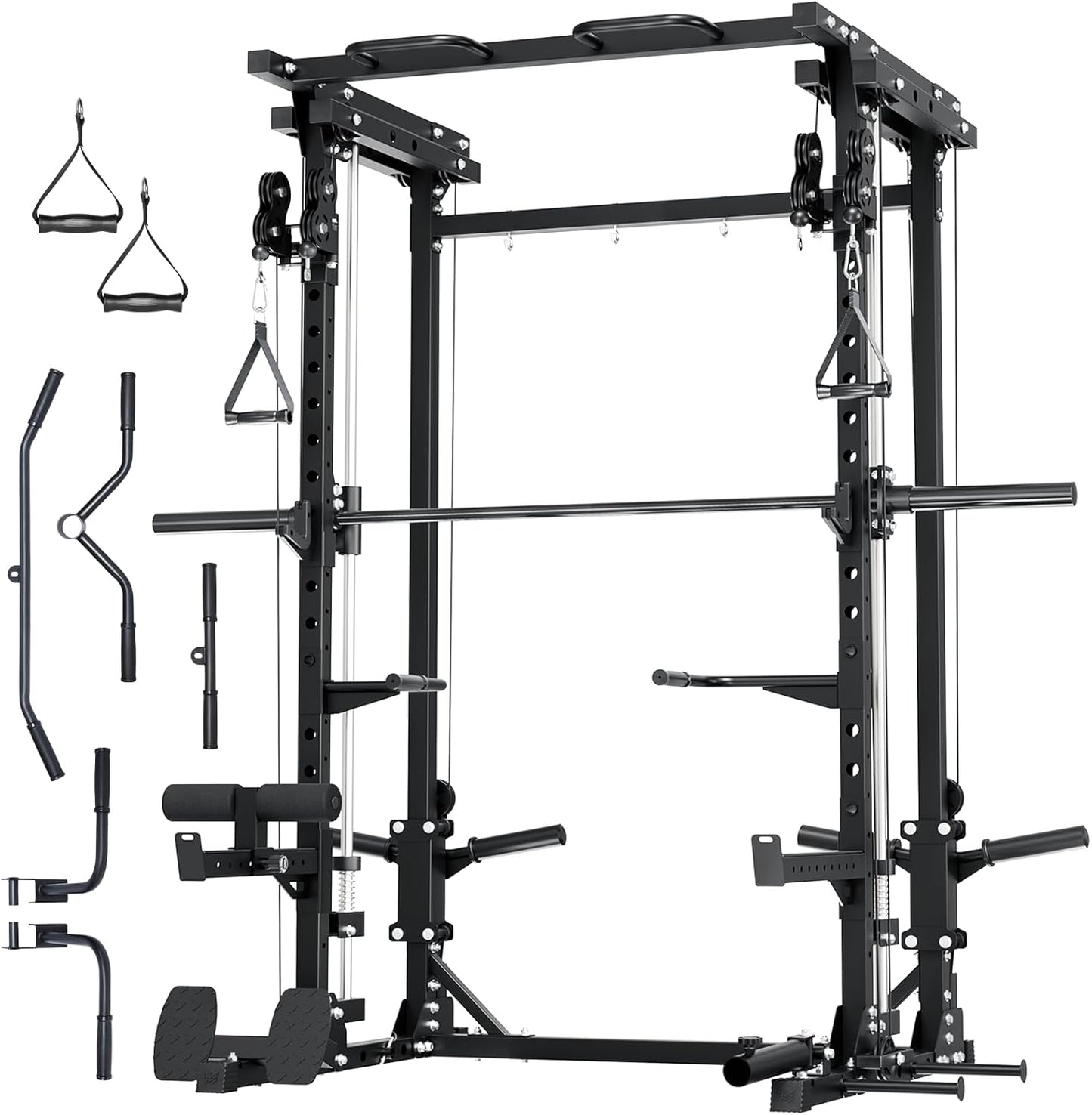 Major Fitness Drone3 Smith△ Machine – All-in-One Home Gym Squat Rack with Weight Bar, Cable Crossover Machine – Heavy-Duty Fitness Equipment for Strength Training and Full-Body Workouts