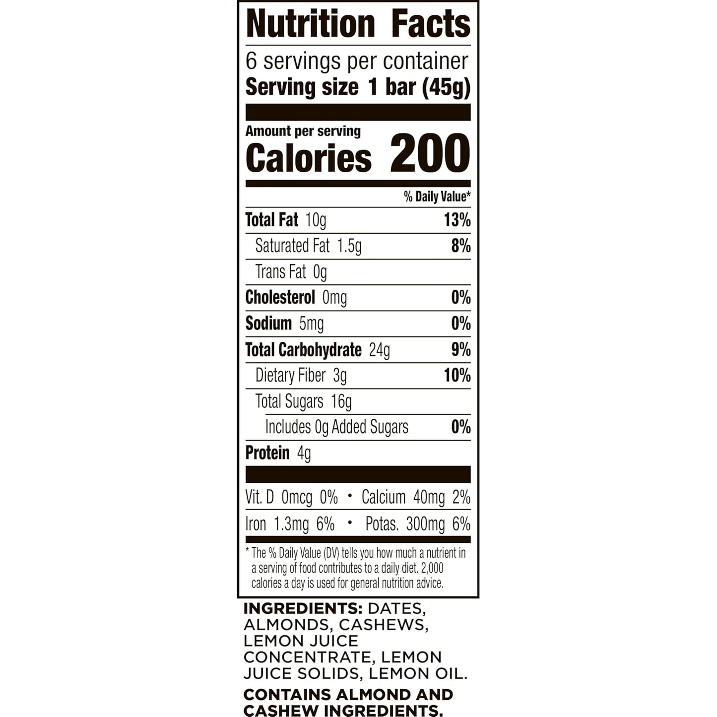 Larabar Lemon Bar, Gluten Free Vegan Fruit & Nut Bar, 1.6 oz Bars, 6 Ct
