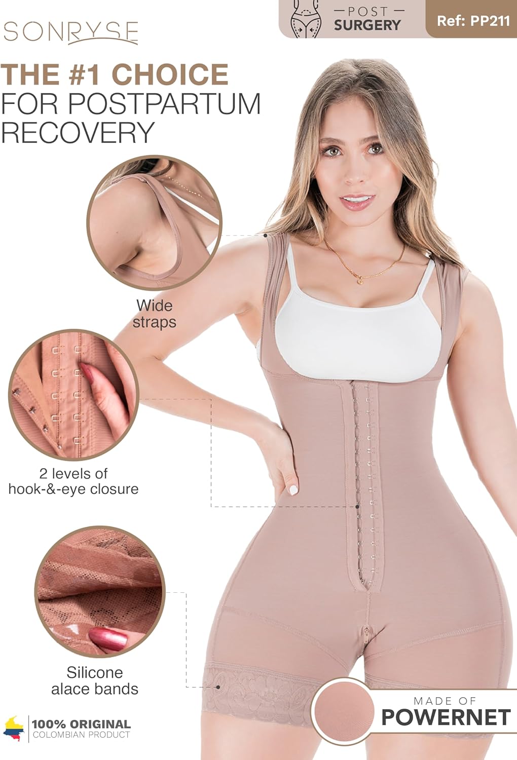 Sonryse Tummy Tuck Compression Garment for Women Fajas Colombianas Reductoras y Moldeadoras Stage 2 Faja