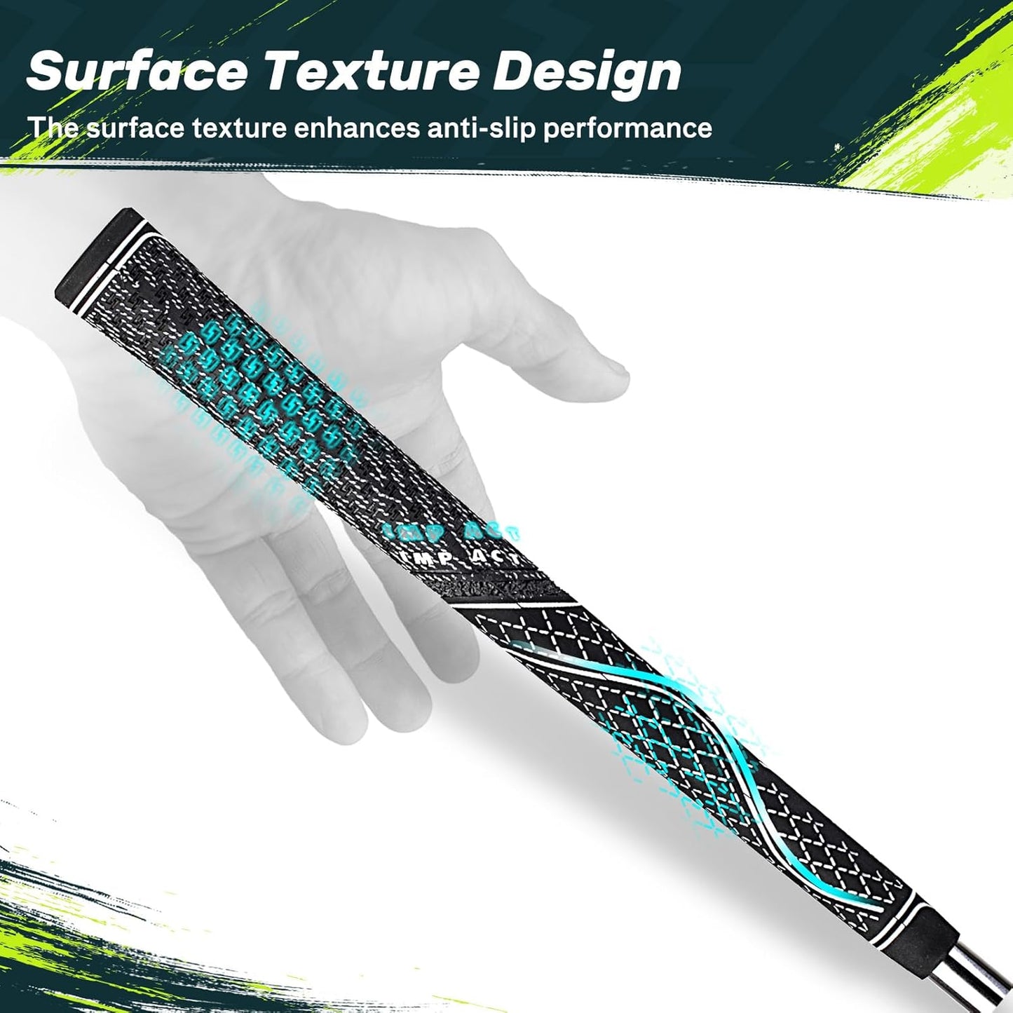 SAPLIZE Hybrid Golf Grips (CL07) - Set of 13, Innovative Design, Cross Corded Rubber Technology, Options of 8 Colors, Standard/Midsize, Basic/Deluxe Kit for Choice, Multicompound Golf Club Grips