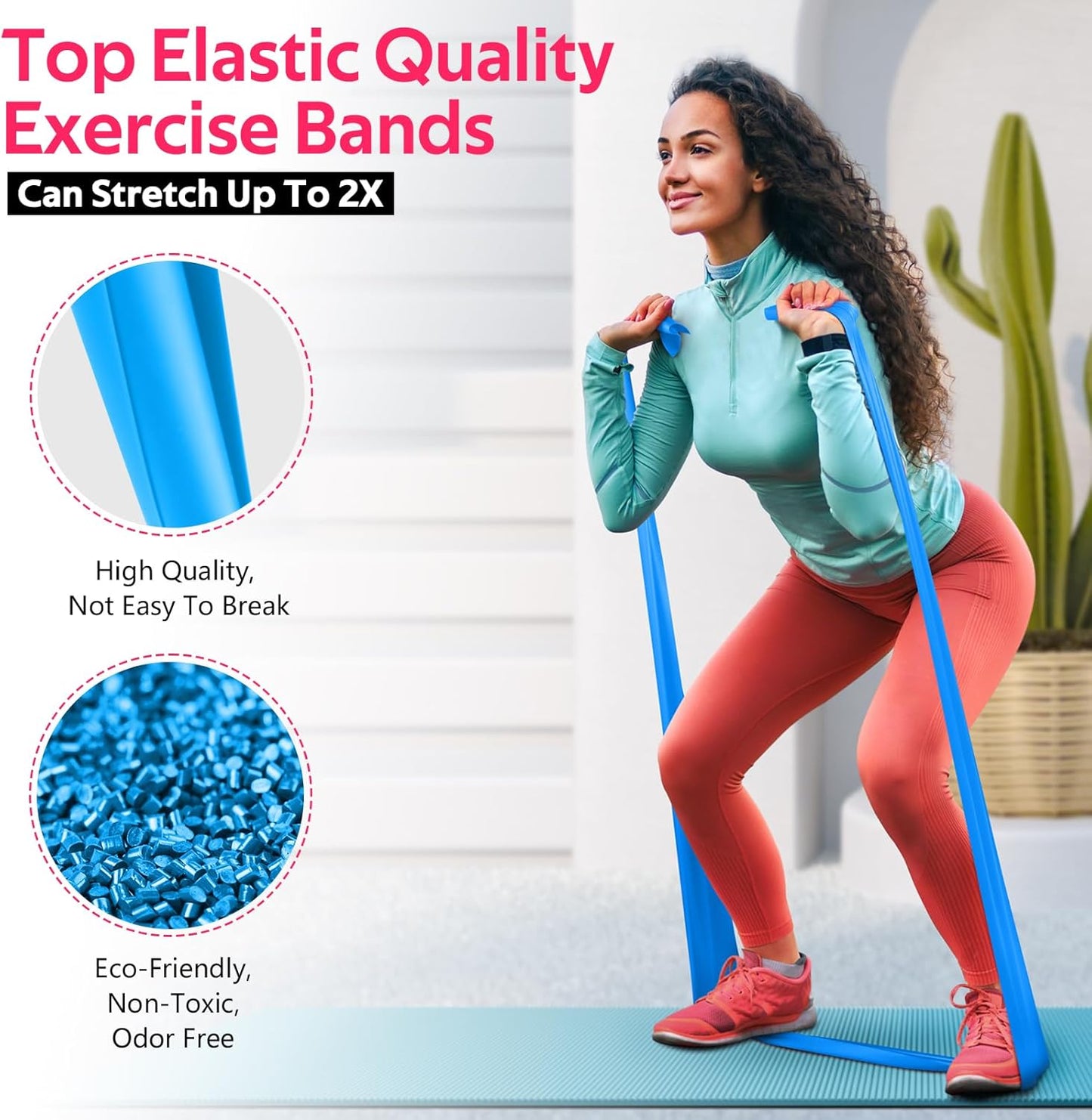 Resistance Bands for Working Out, Exercise Bands for Physical Therapy, Stretch, Recovery, Pilates, Rehab, Strength Training and Yoga Starter Set