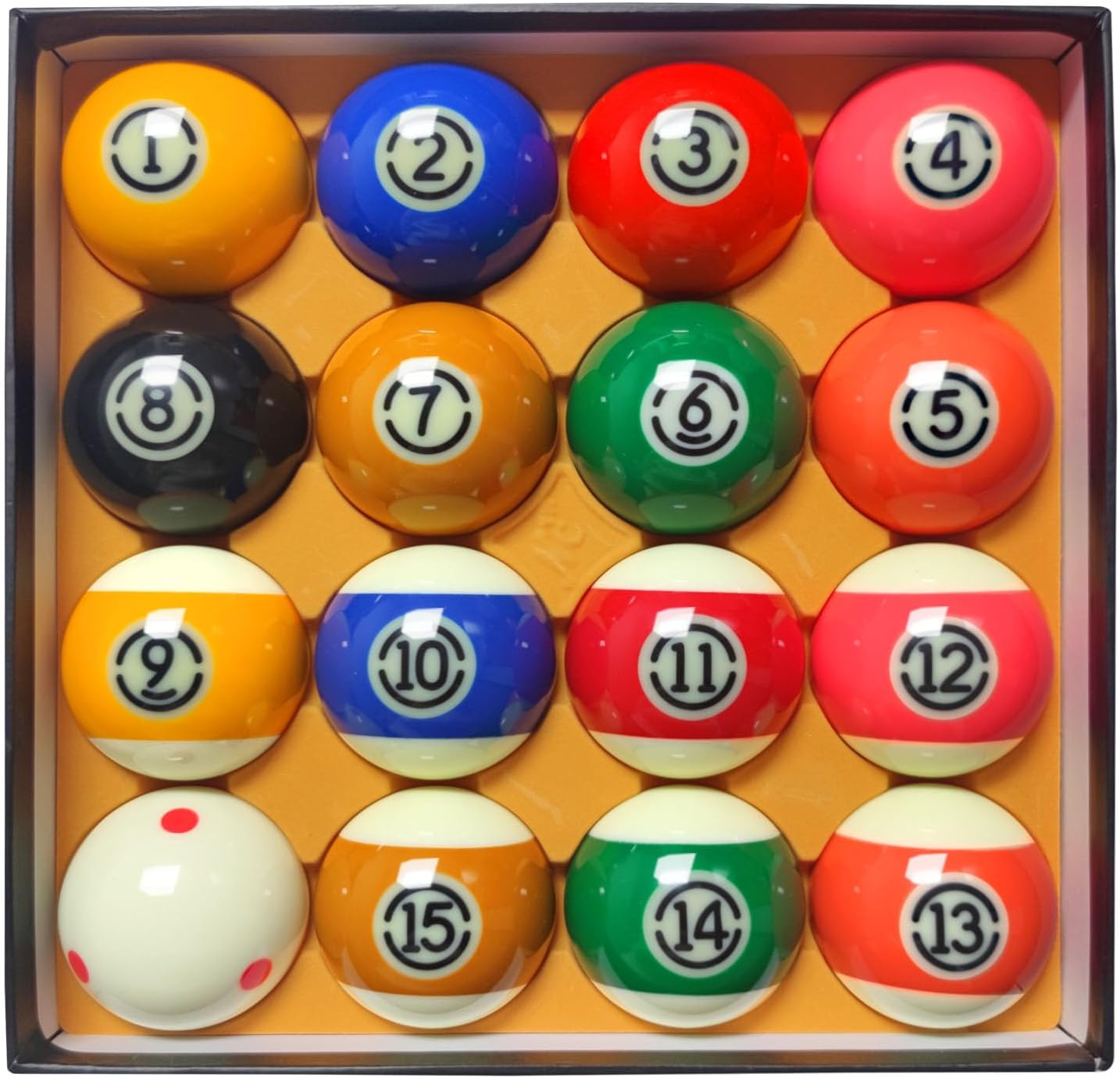 2-1/4" Pool Balls Billiard Set - 16 Resin Balls, Regulation Size & Weight, Complete Billiard Table Balls Set for Replacement, Pool Table Accessories & Billiards Pool Accessories