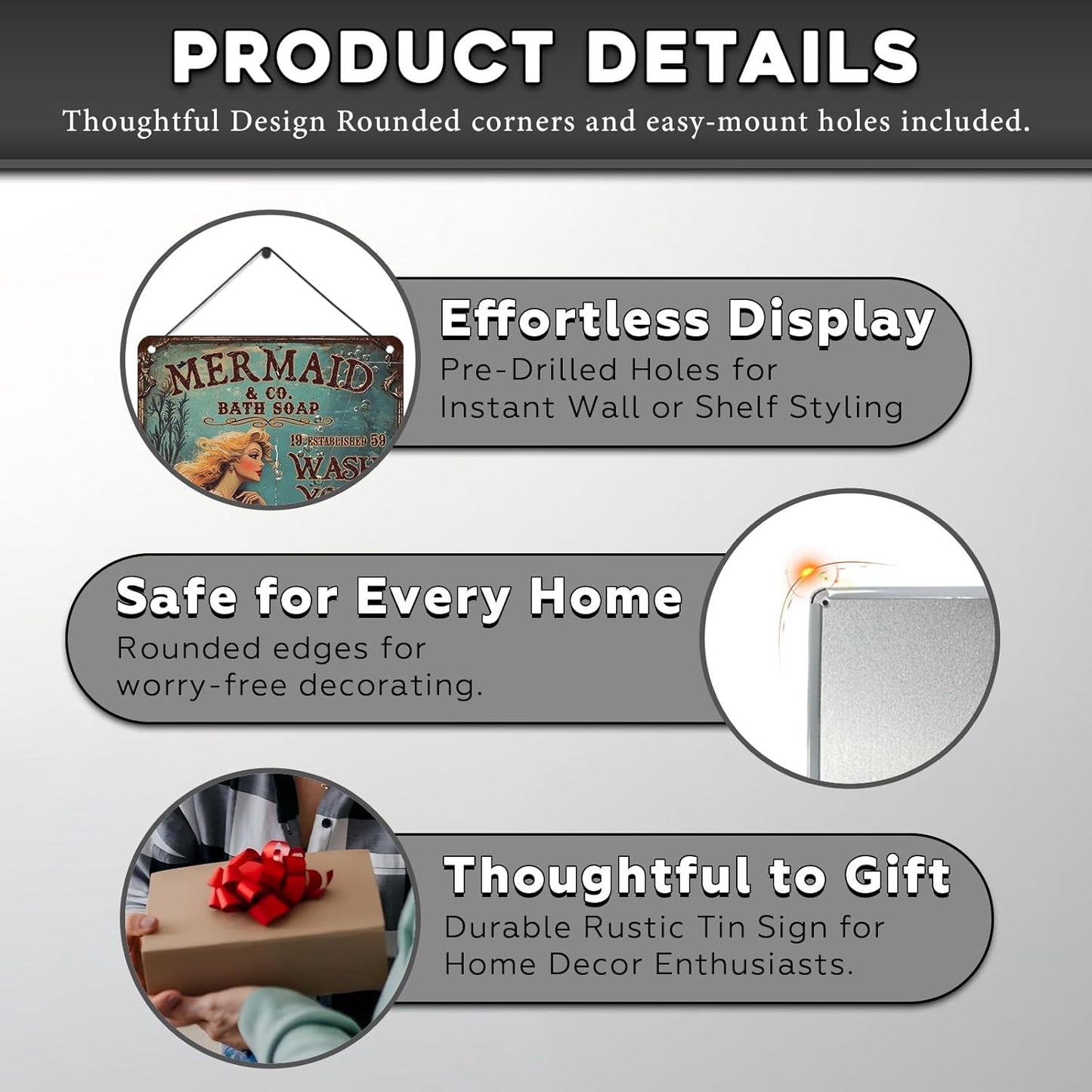 Retro Mermaid Tin Sign Wash Your Tail Vintage Metal Poster Funny Bath Soap Wall Art Toilet Bathroom Man Cave Bar Cafe Indoor Living Room Garage 12 * 8inch