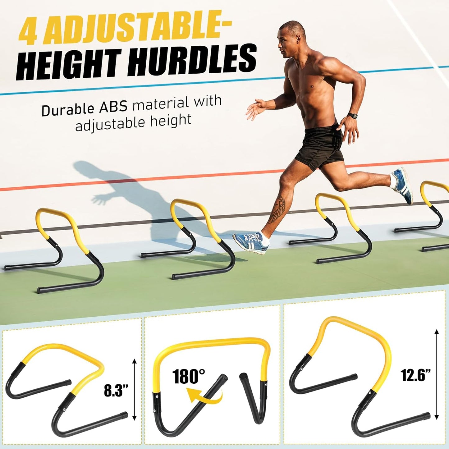 Soccer Training Equipment, Agility Speed Training Set with 20ft Speed Ladder, 12 Cones, 4 Adjustable Hurdles, Jump Rope, Parachute | Ideal for Basketball, Football Practise, for Kids, Youth, Adults