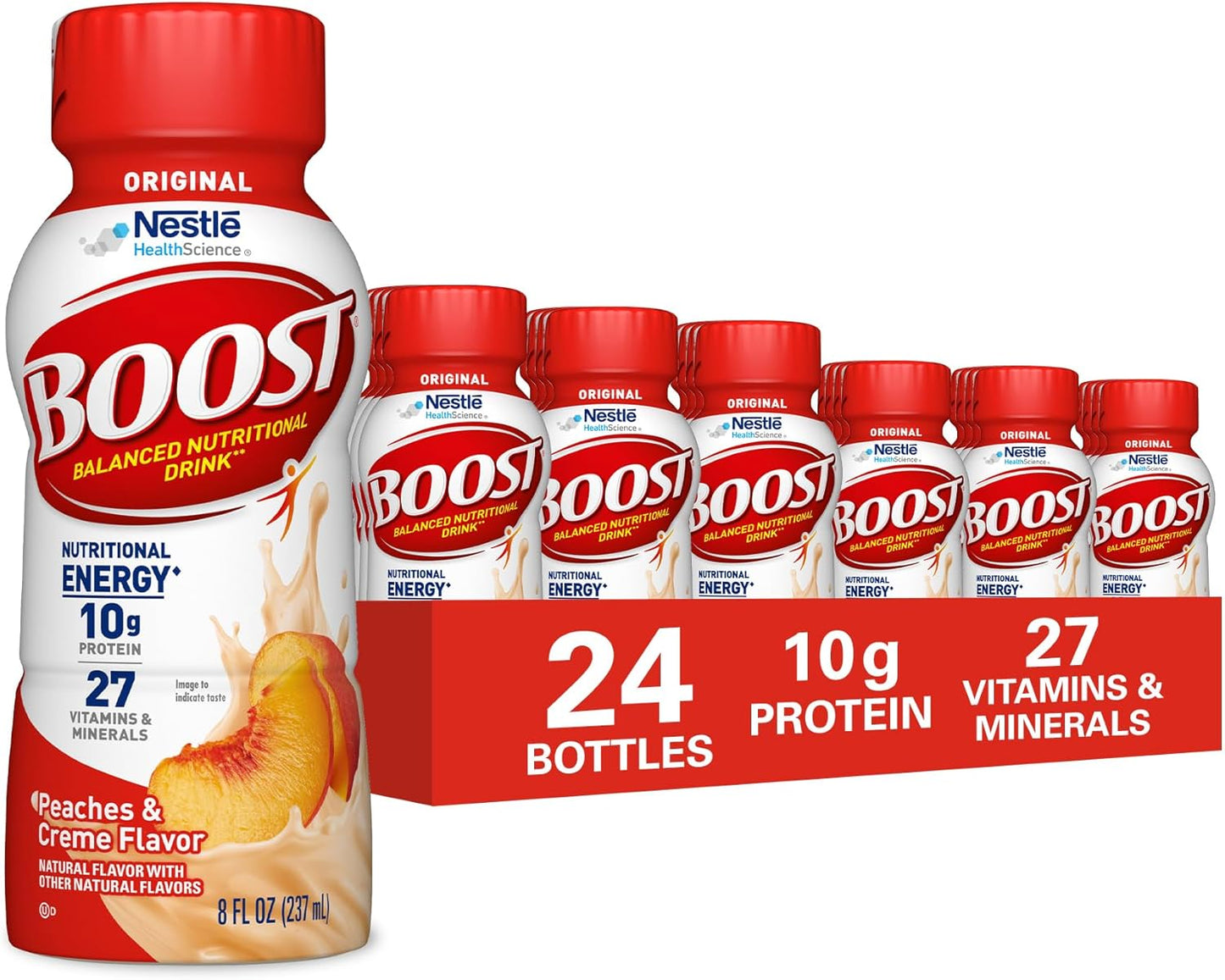 BOOST Original Nutritional Drink, Peaches & Cream, 8 fl oz (Pack of 24)