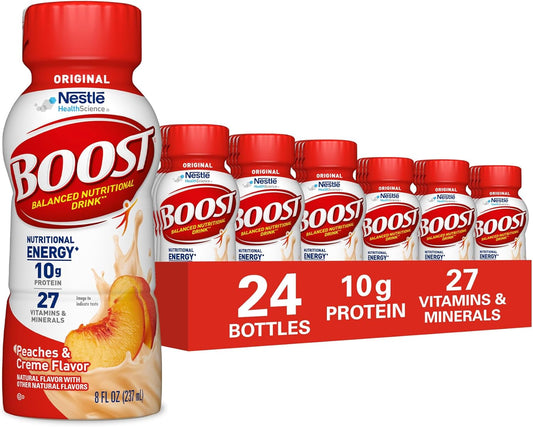 BOOST Original Nutritional Drink, Peaches & Cream, 8 fl oz (Pack of 24)