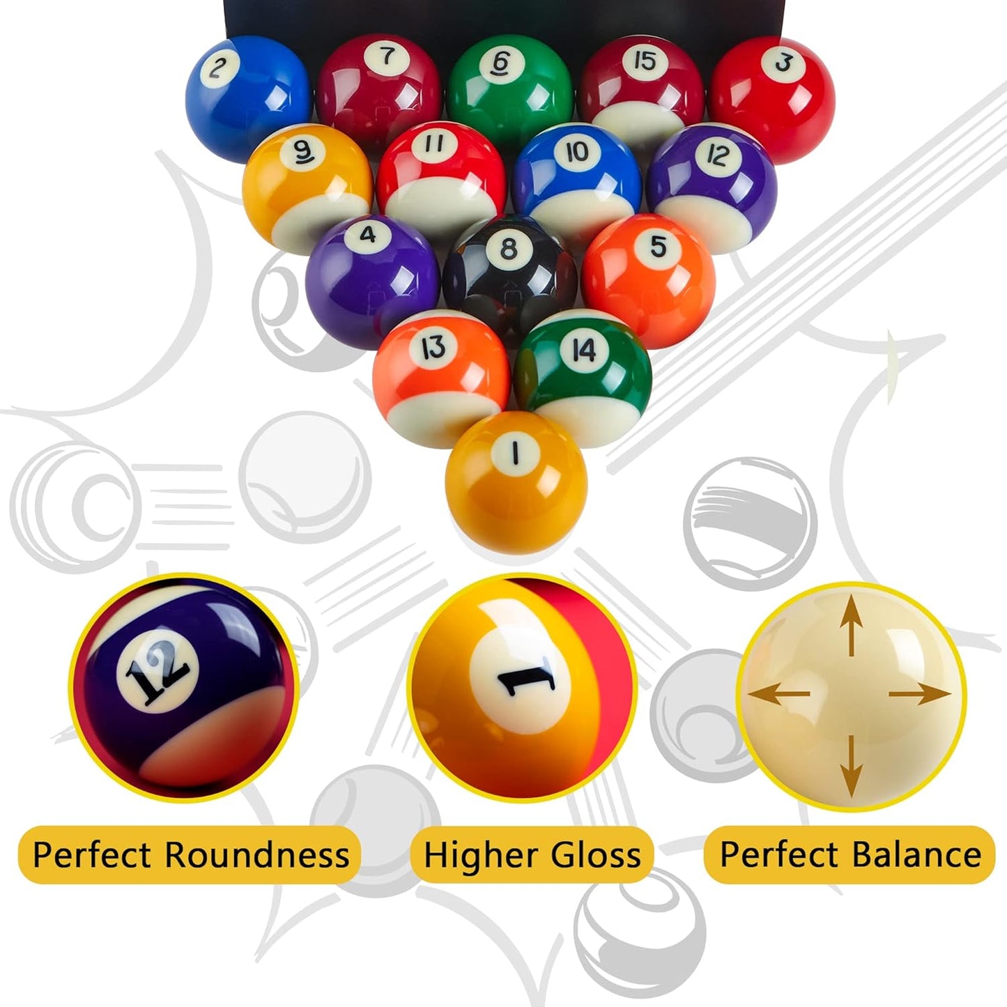 Billiard Balls Set 16 Pool Table Balls